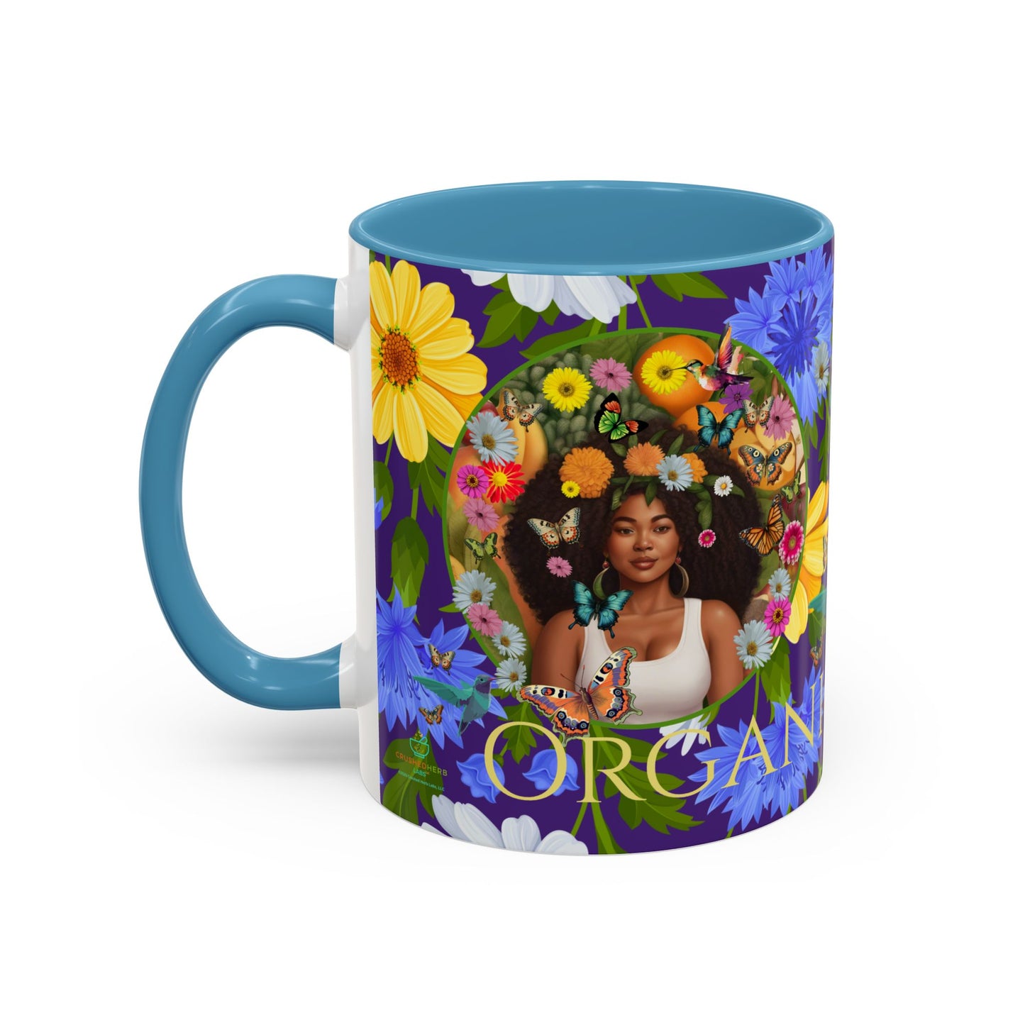 100% Organic Blue Gwen Plant Garden Vegan Ceramic Plant Mug with (11 or 15 oz) 8 Color Combos