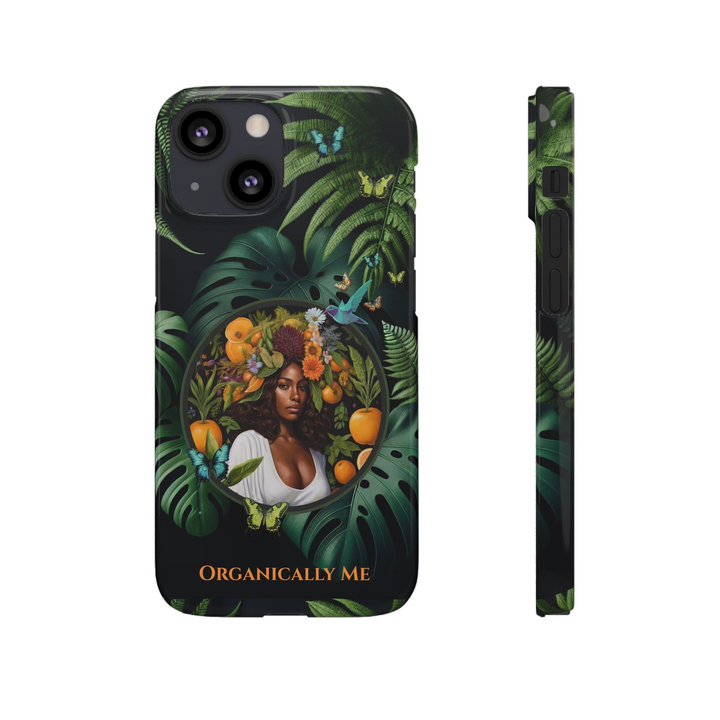100% Organic A Fern Monstera Plant Garden Snap Phone Case with Black Woman, for iPhone and Android Models
