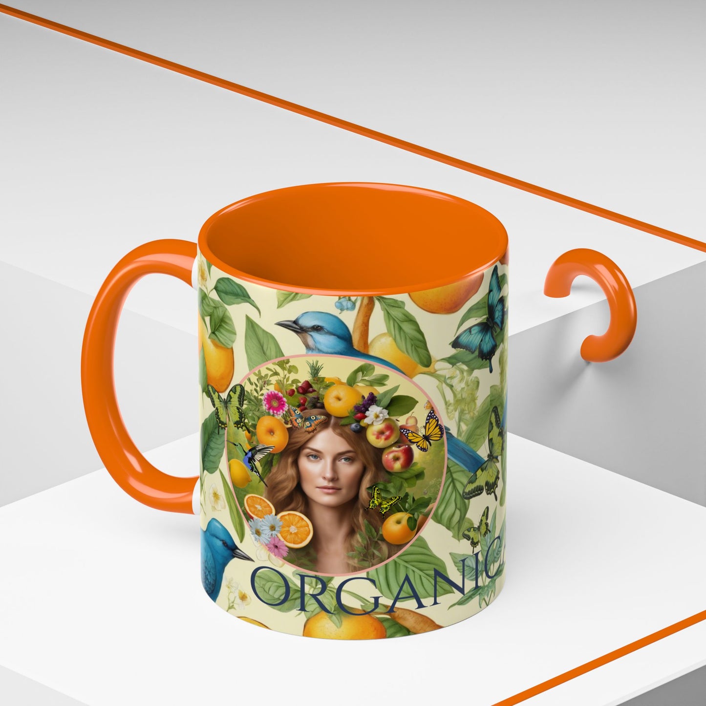 Organically Me A Lemon Bluebird Leda Plant Garden Vegan Ceramic Plant Mug with Black woman (11oz) 8 Color Combos