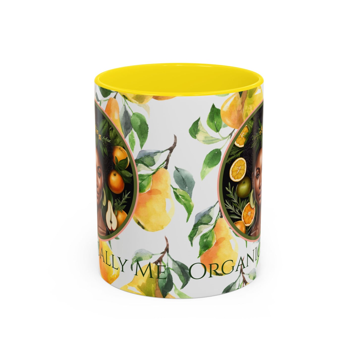 Organically Me Yellow Pear Plant Garden Vegan Ceramic Plant Mug with Black woman (11oz) 8 Color Combos