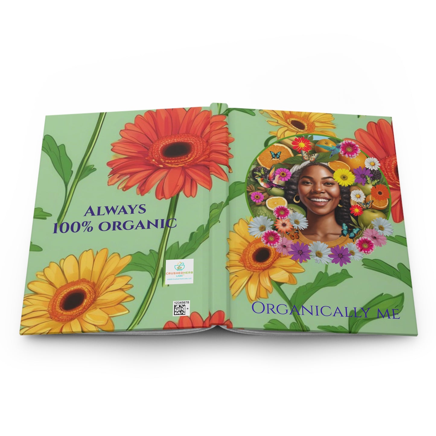Organically Me A Joy Daisy Plant Garden & Vegan Hardcover Journal, Matte 150 pages, Black women