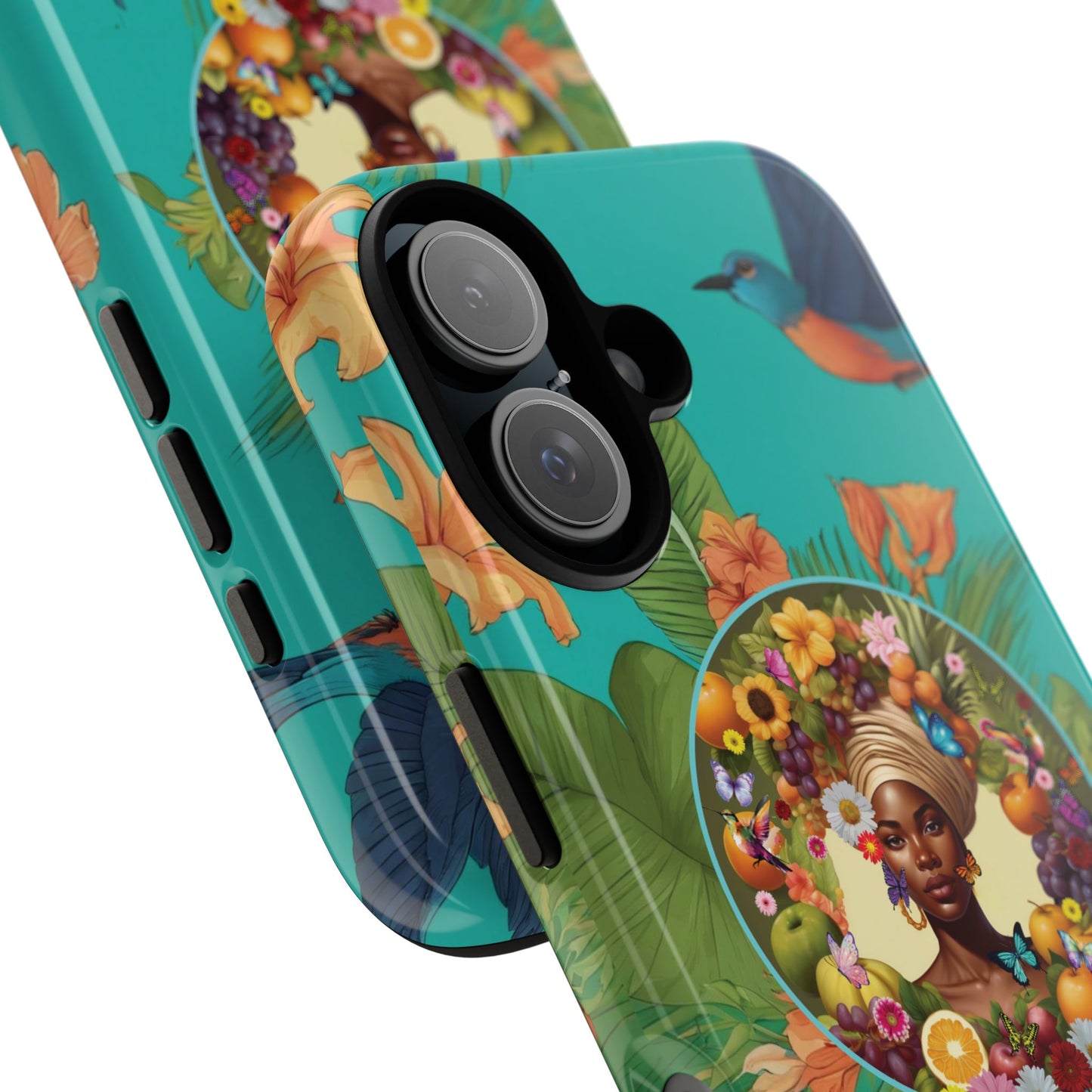 Organically Me A Caribbean Gina Hibiscus Garden: Tough iPhone 16 Case with Eco Garden Plant Vibe and Black Woman