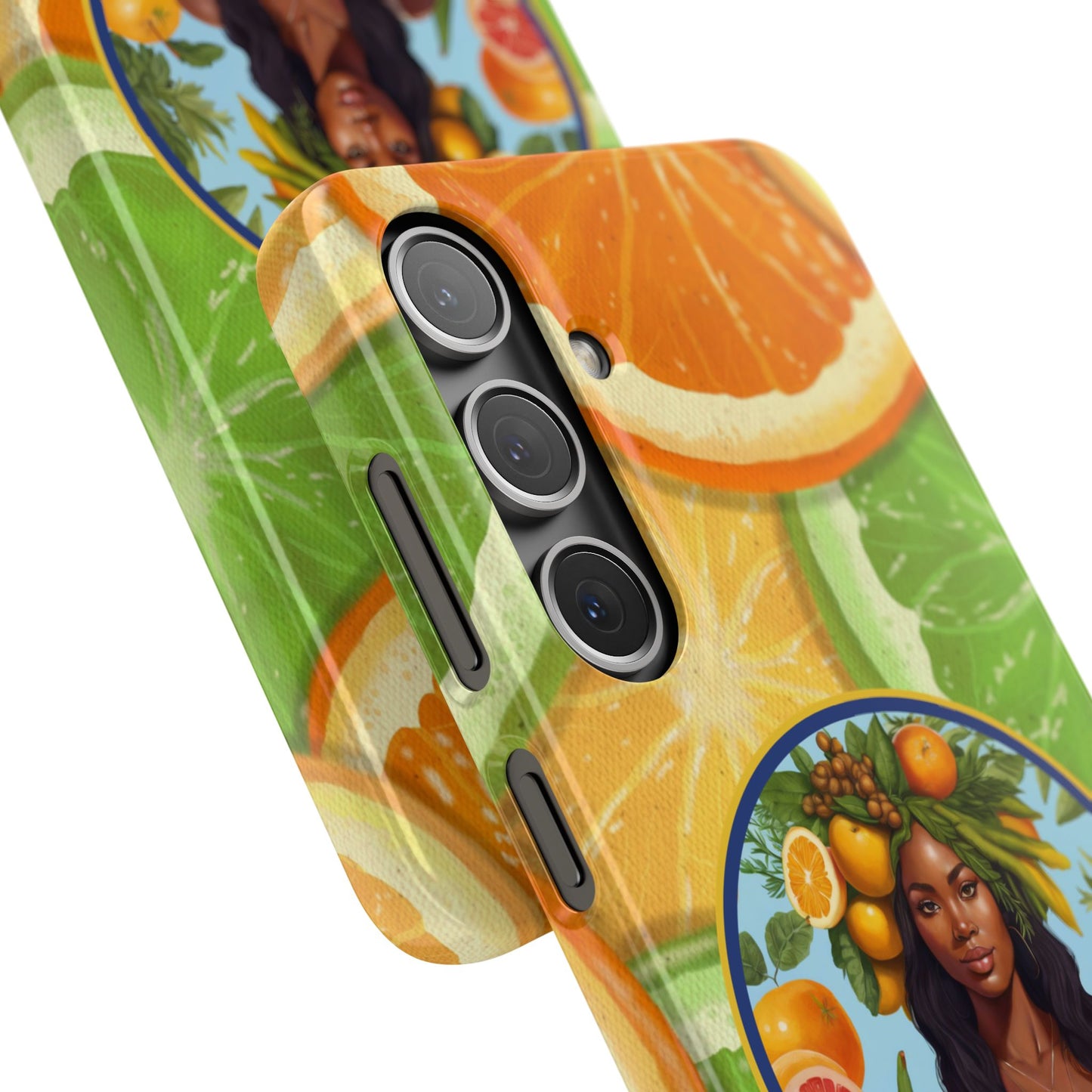 Organically Me Citrus Fruits Garden Snap Phone Case with Black Woman, Veggie Chic for Androids and iPhone models
