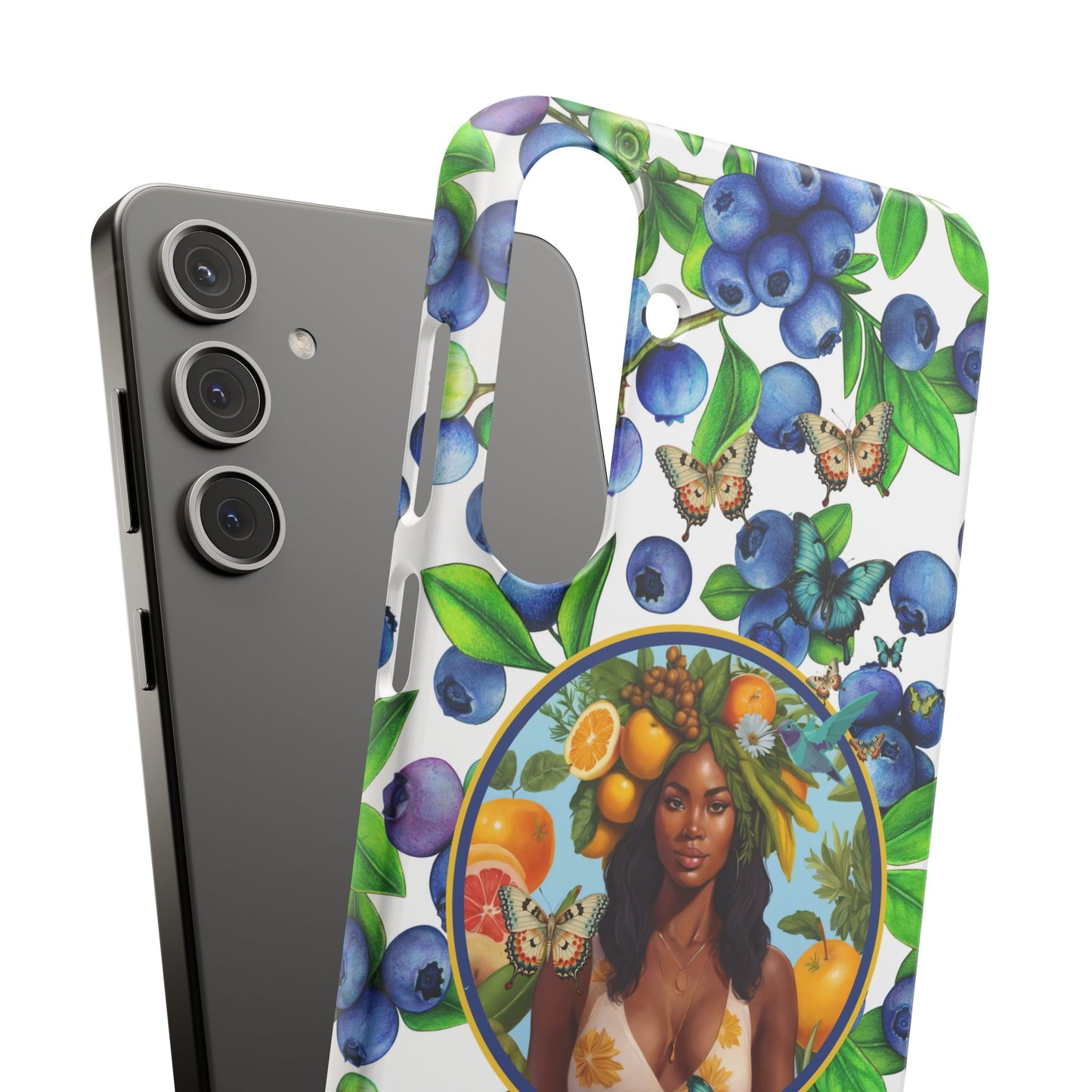 Organically Me Blueberry Plant B Garden Snap Phone Case with Black Woman, for iPhone and Android