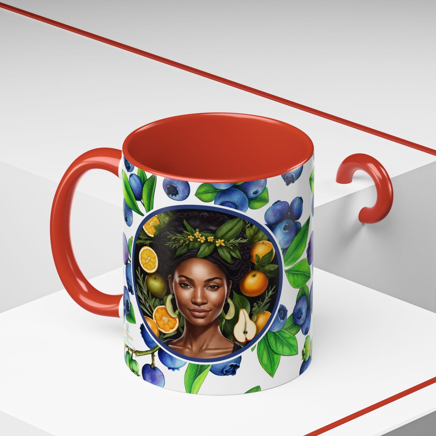 Organically Me Blueberry Plant Garden Vegan Ceramic Plant Mug with Black woman (11oz) 8 Color Combos