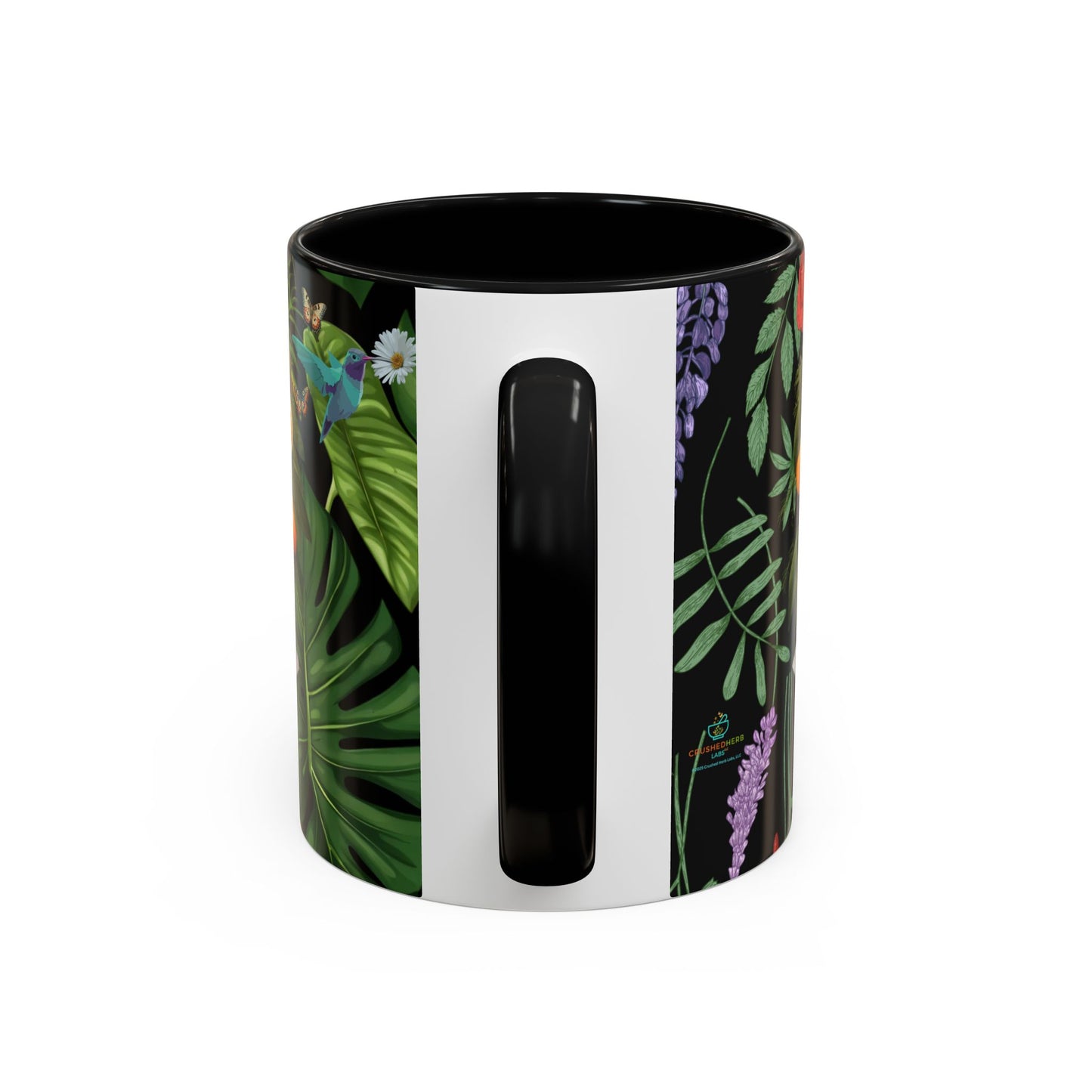 100% Organic Black Jungle Plant Garden Vegan Ceramic Plant Mug with (11oz) 8 Color Combos Double-Side Design