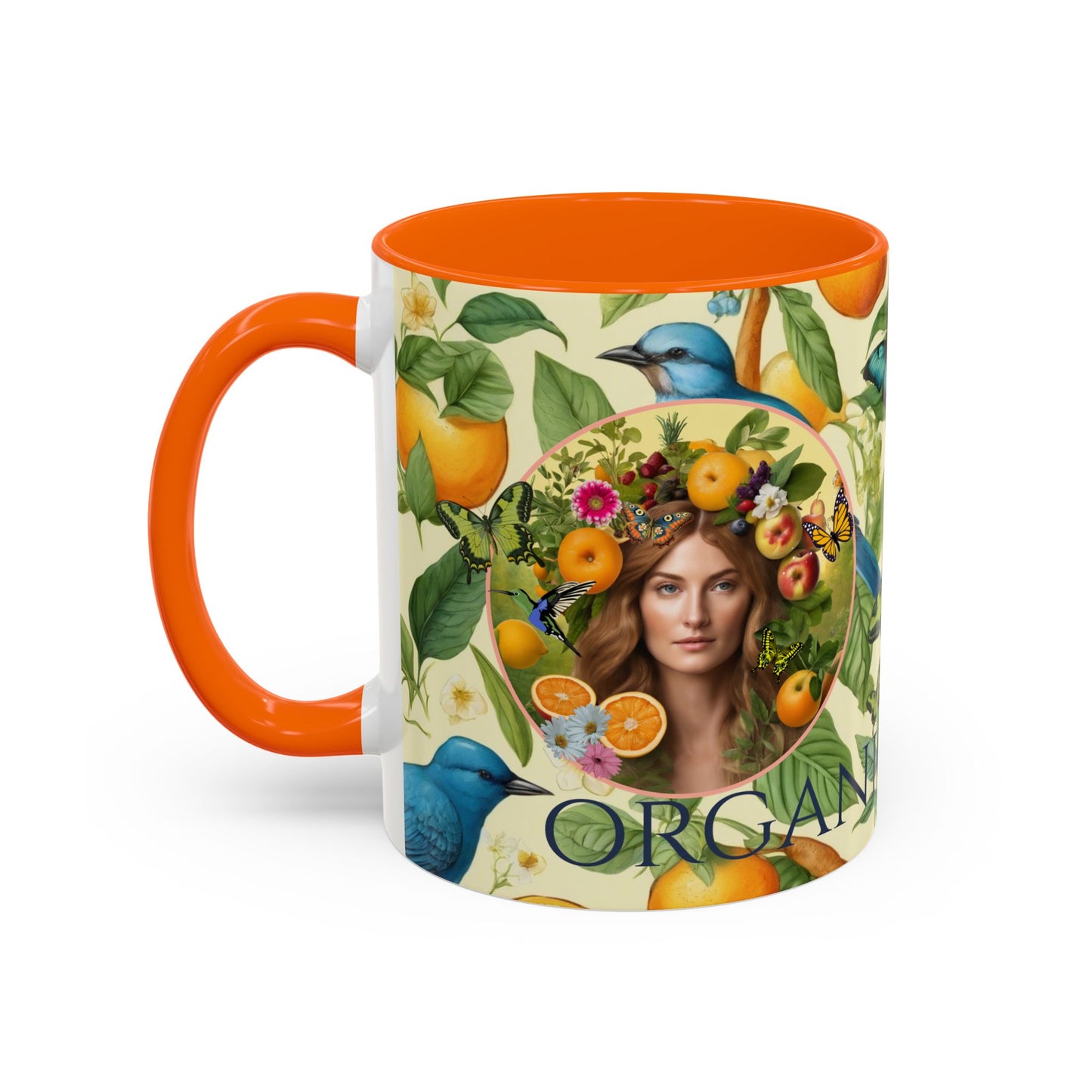 Organically Me A Lemon Bluebird Leda Plant Garden Vegan Ceramic Plant Mug with Black woman (11oz) 8 Color Combos