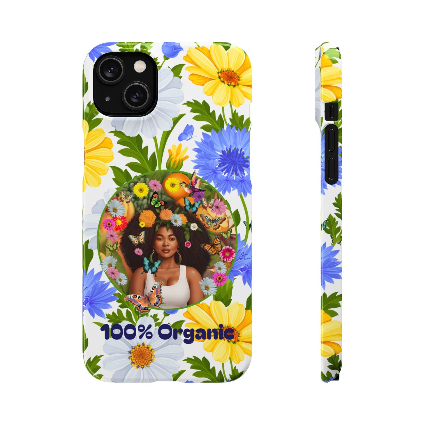 100% Organic Purple Plant Garden Snap Phone Case with Black Woman, for iPhone and Android