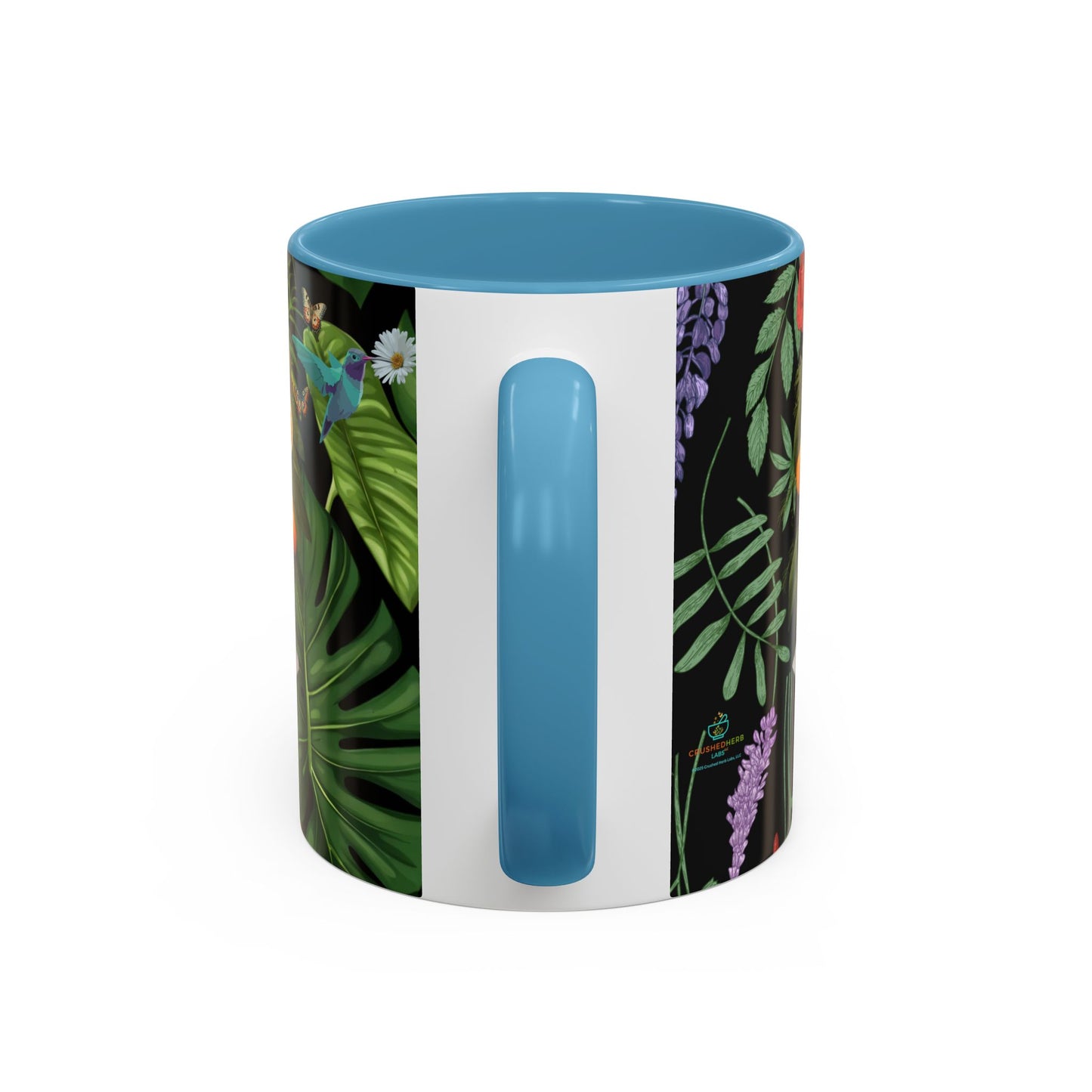 100% Organic Black Jungle Plant Garden Vegan Ceramic Plant Mug with (11oz) 8 Color Combos Double-Side Design