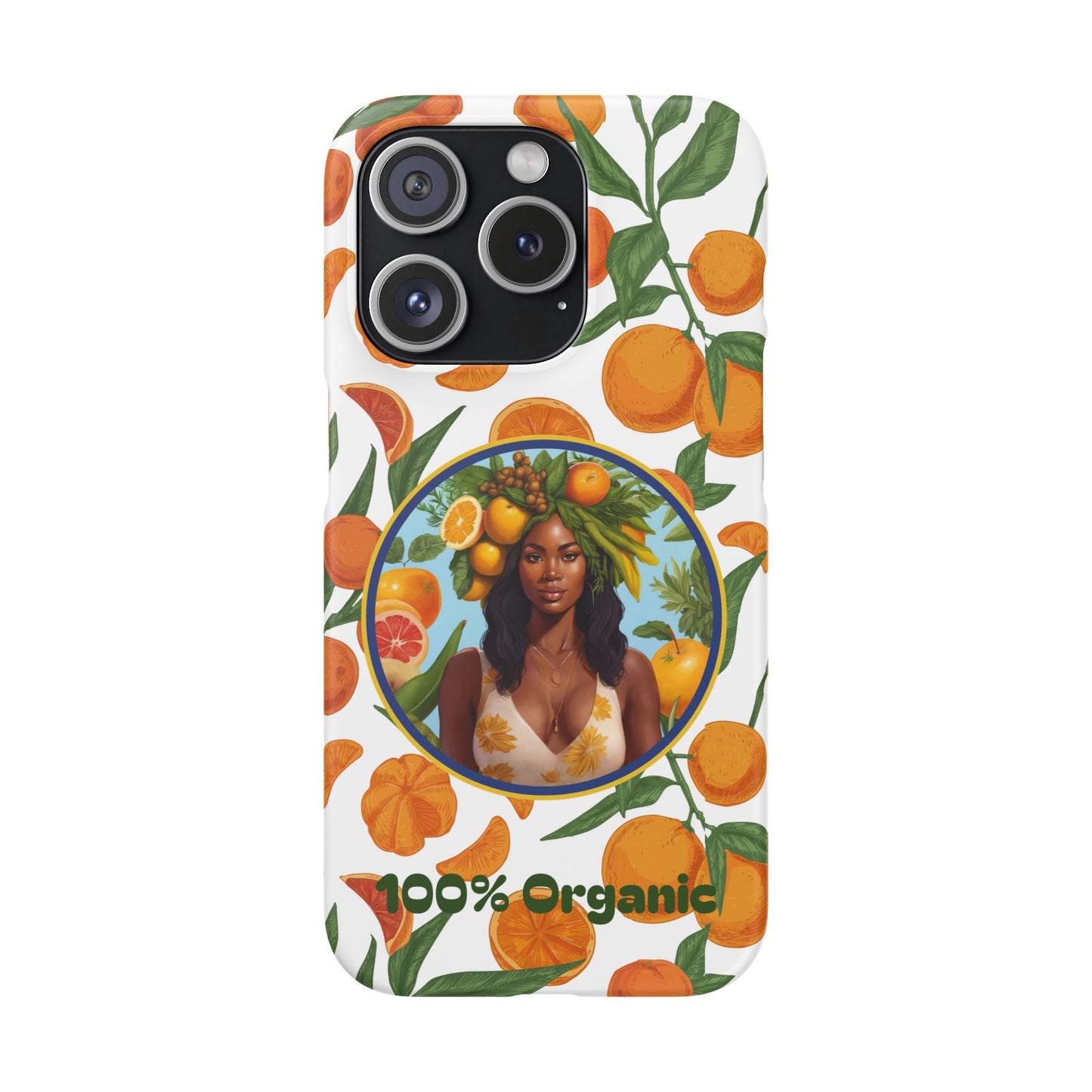 100% Organic Orange Plant Garden Snap Phone Case with Black Woman, Veggie Chic for Androids and iPhone models