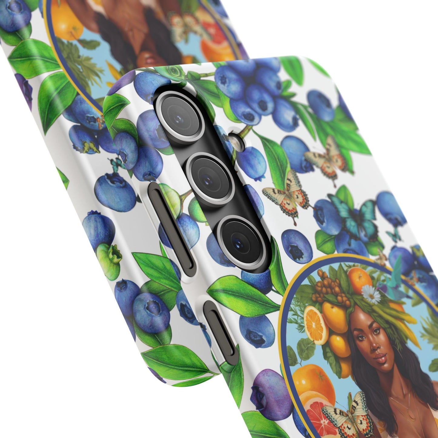 Organically Me Blueberry Plant B Garden Snap Phone Case with Black Woman, for iPhone and Android