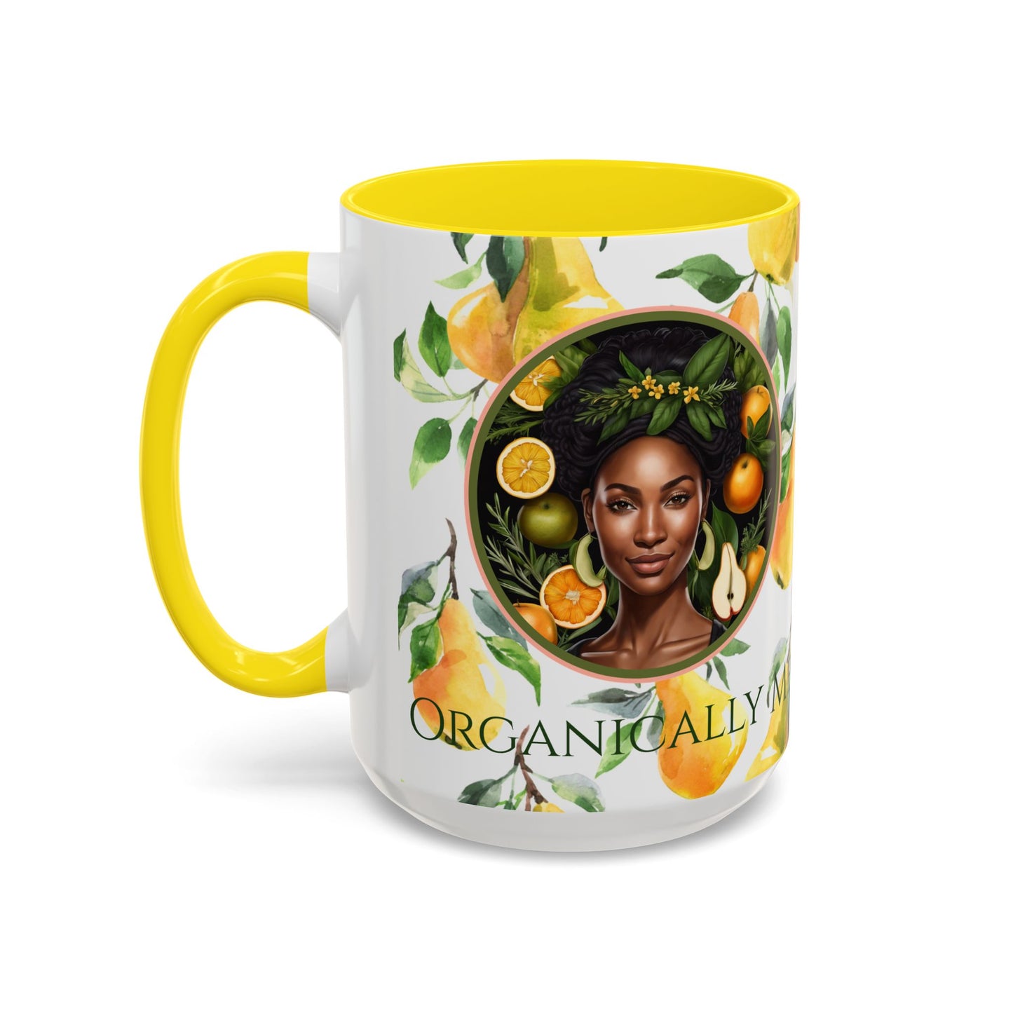 Organically Me Yellow Pear Plant Garden Vegan Ceramic Plant Mug with Black woman (11oz) 8 Color Combos