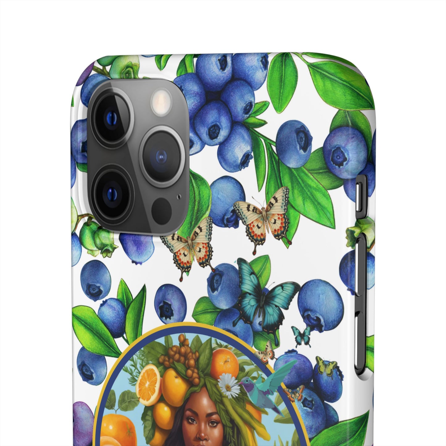 Organically Me Blueberry Plant B Garden Snap Phone Case with Black Woman, for iPhone and Android