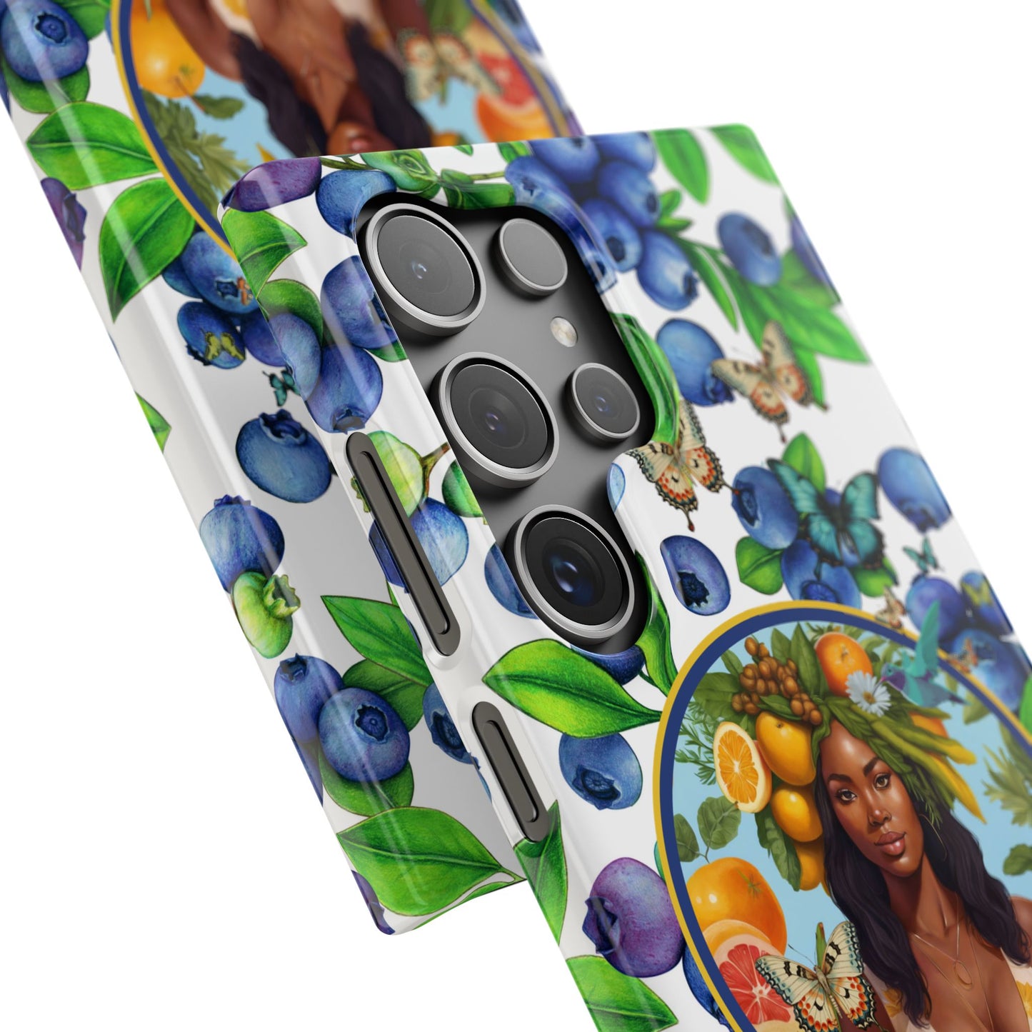 Organically Me Blueberry Plant B Garden Snap Phone Case with Black Woman, for iPhone and Android