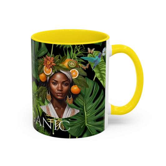 100% Organic Black Jungle Plant Garden Vegan Ceramic Plant Mug with (11oz) 8 Color Combos Double-Side Design