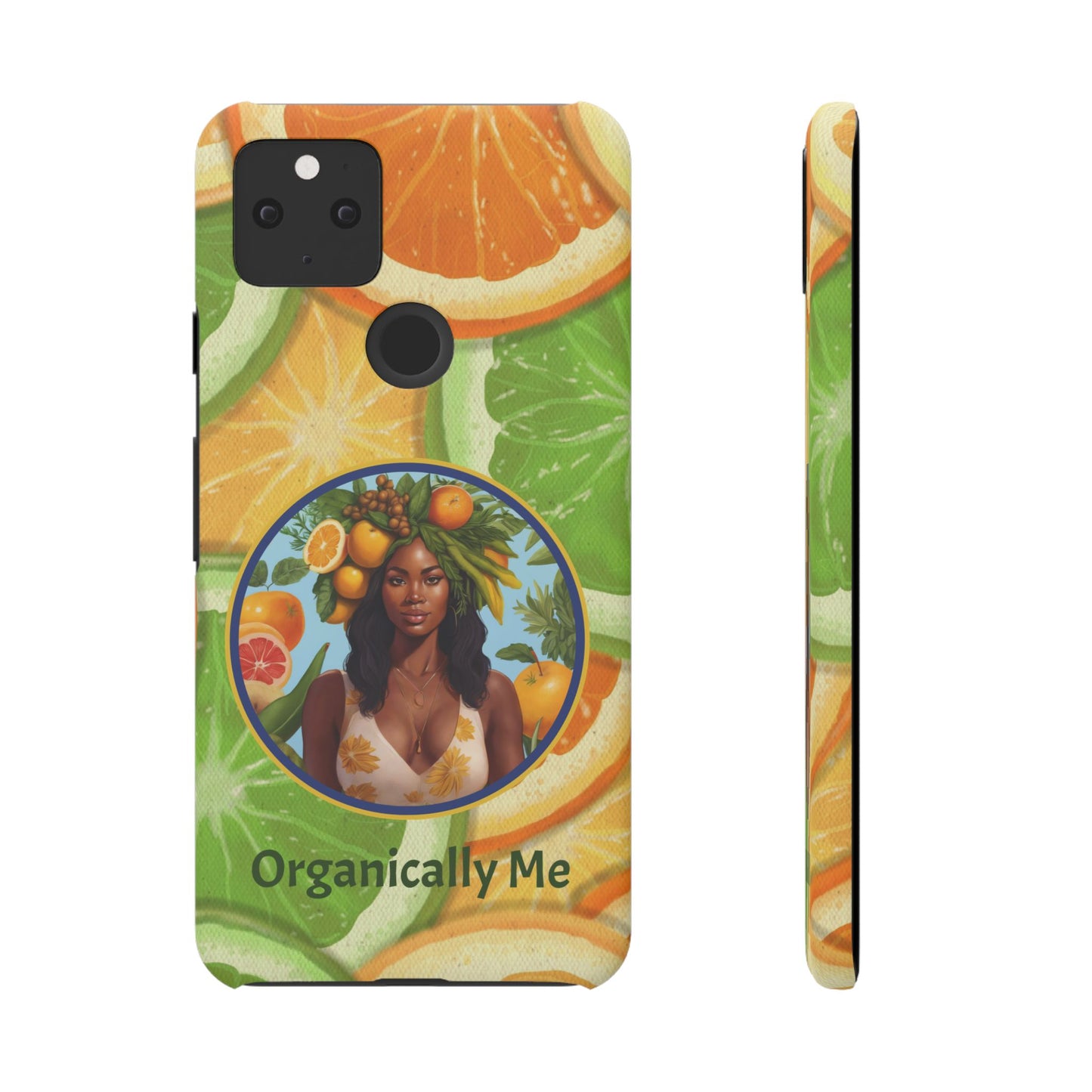 Organically Me Citrus Fruits Garden Snap Phone Case with Black Woman, Veggie Chic for Androids and iPhone models