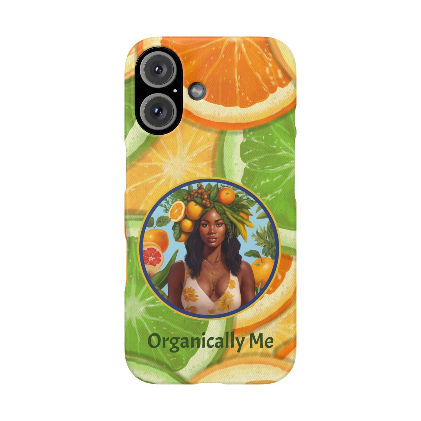 Organically Me Citrus Fruits Garden Snap Phone Case with Black Woman, Veggie Chic for Androids and iPhone models