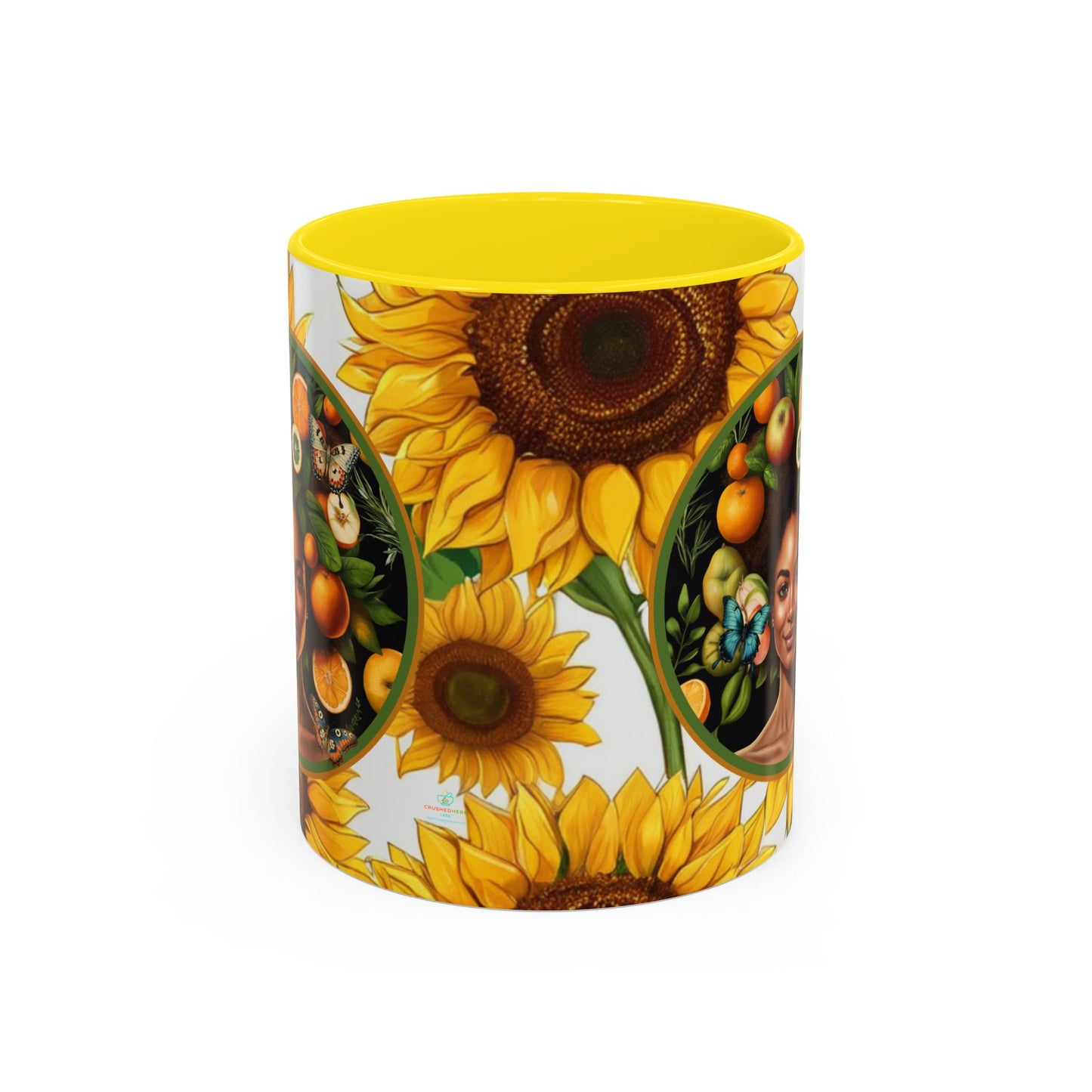 Organically Me Sunflower Plant Garden Vegan Ceramic Plant Mug with Black woman (11oz) 8 Color Combos