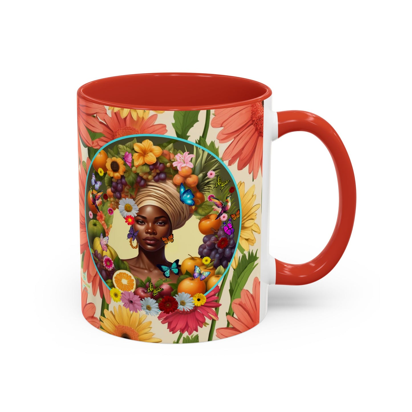 100% Organic Daisy Joy Plant Garden Vegan Ceramic Plant Mug, Black Woman Double Sided (11oz) 8 Color Combos