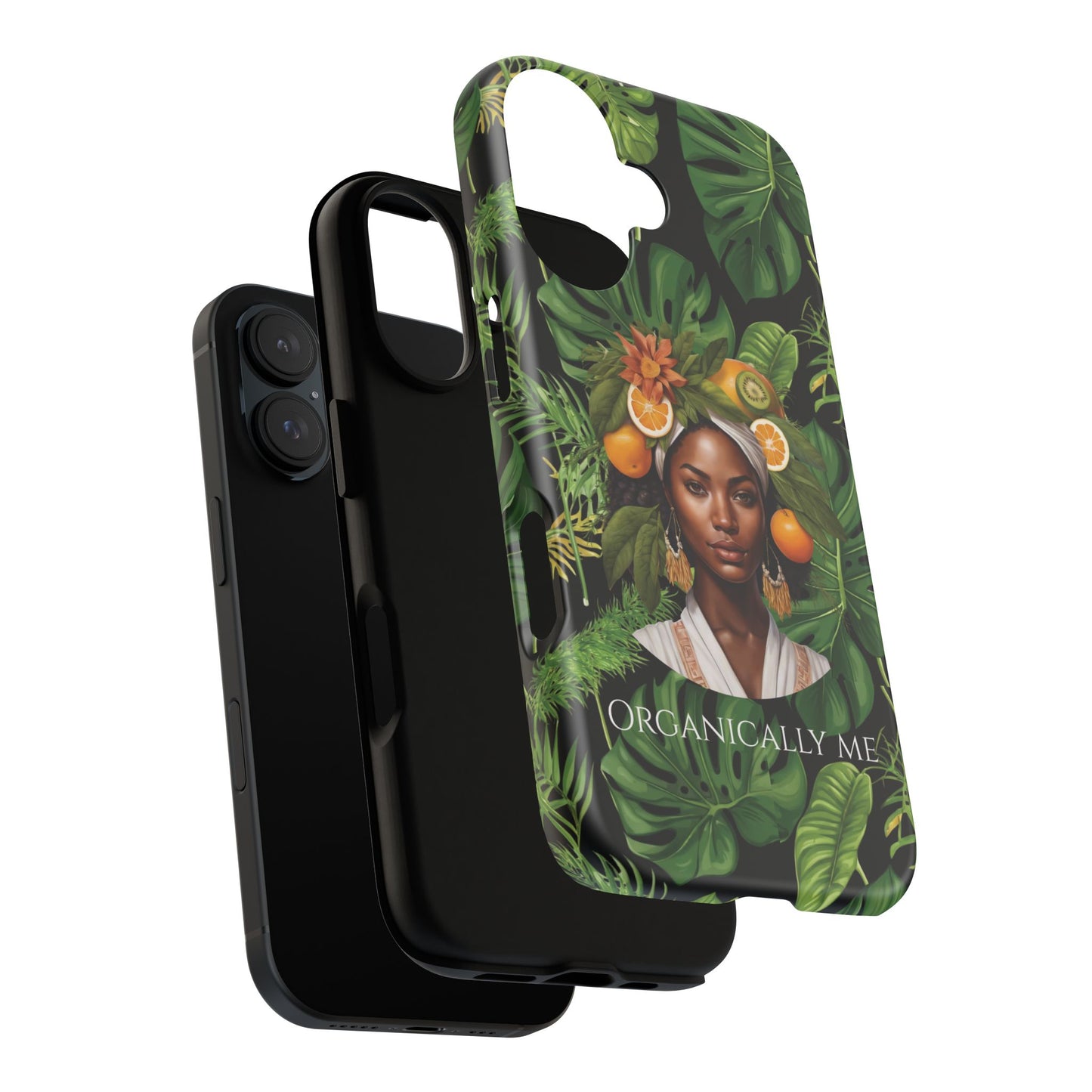 Organically Me A Black Jungle Plant Garden: Tough iPhone 16 Case with Eco Garden Monstera Plant Vibe and Black Woman