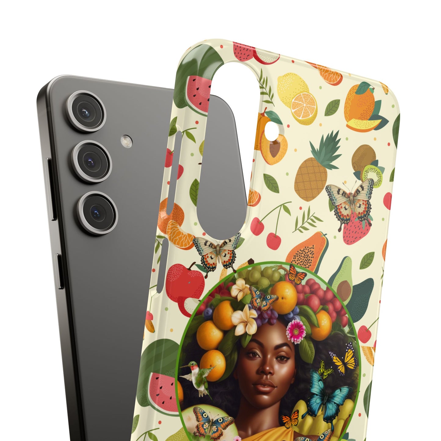 Organically Me Fruit & Veggie Queen Plant Garden Snap Phone Case with Black Woman, for iPhone and Android