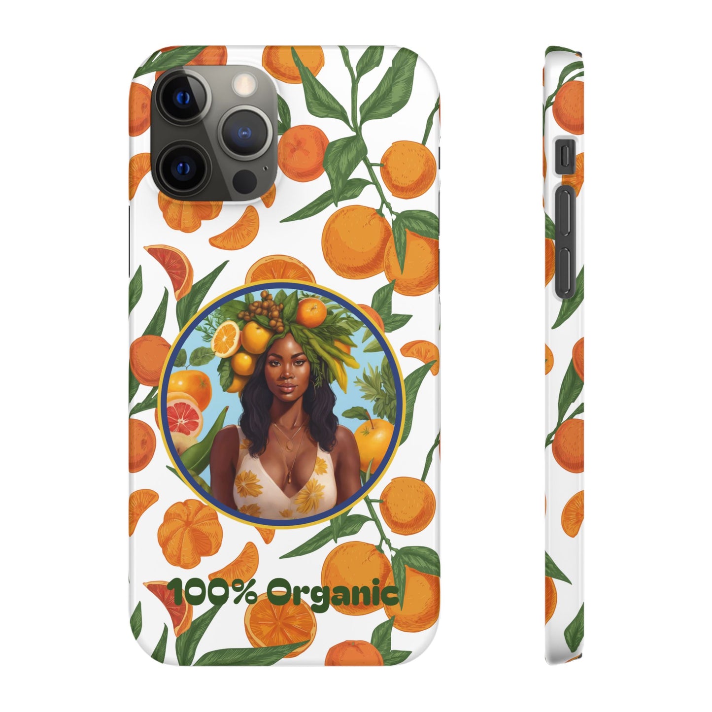 100% Organic Orange Plant Garden Snap Phone Case with Black Woman, Veggie Chic for Androids and iPhone models