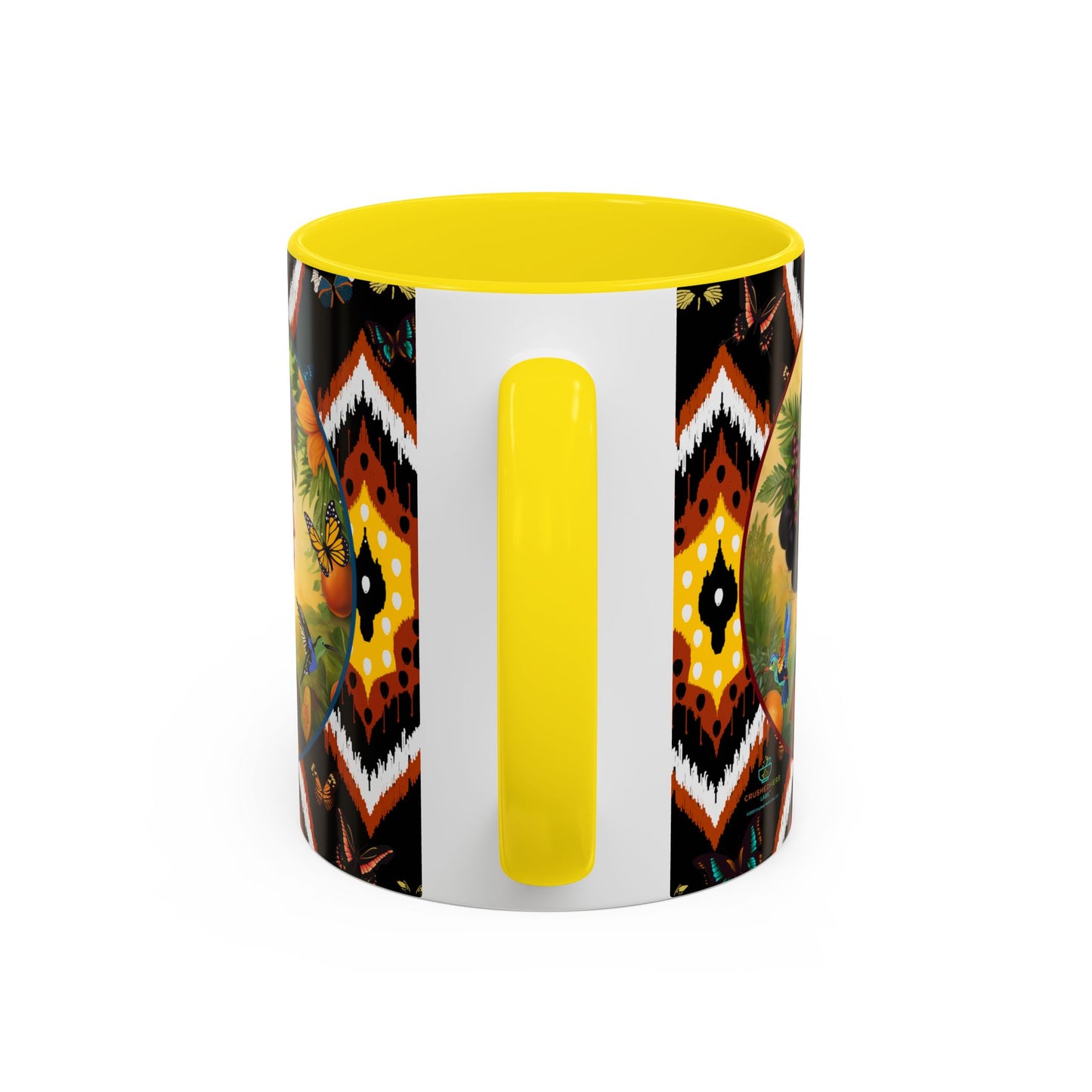 Organically Me A Tribal Butterfly Plant Garden Vegan Ceramic Plant Mug with Black woman (11oz) 8 Color Combos