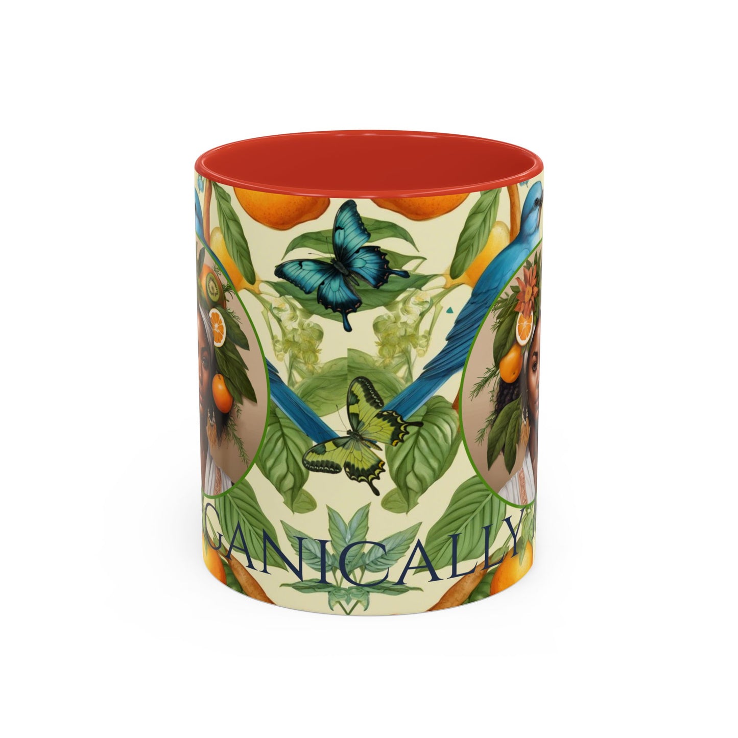 Organically Me A Lemon Bluebird Plant Garden Vegan Ceramic Plant Mug with Black woman (11oz) 8 Color Combos