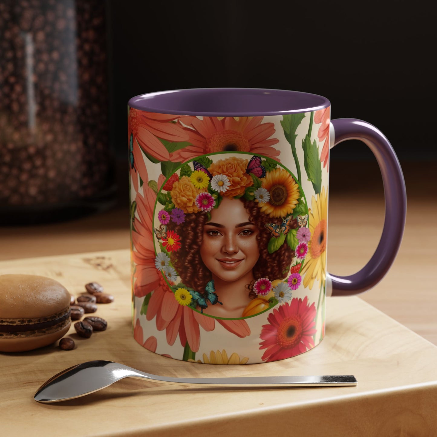 100% Organic Daisy Joy2 Plant Garden Vegan Ceramic Plant Mug Double Sided (11oz) 8 Color Combos