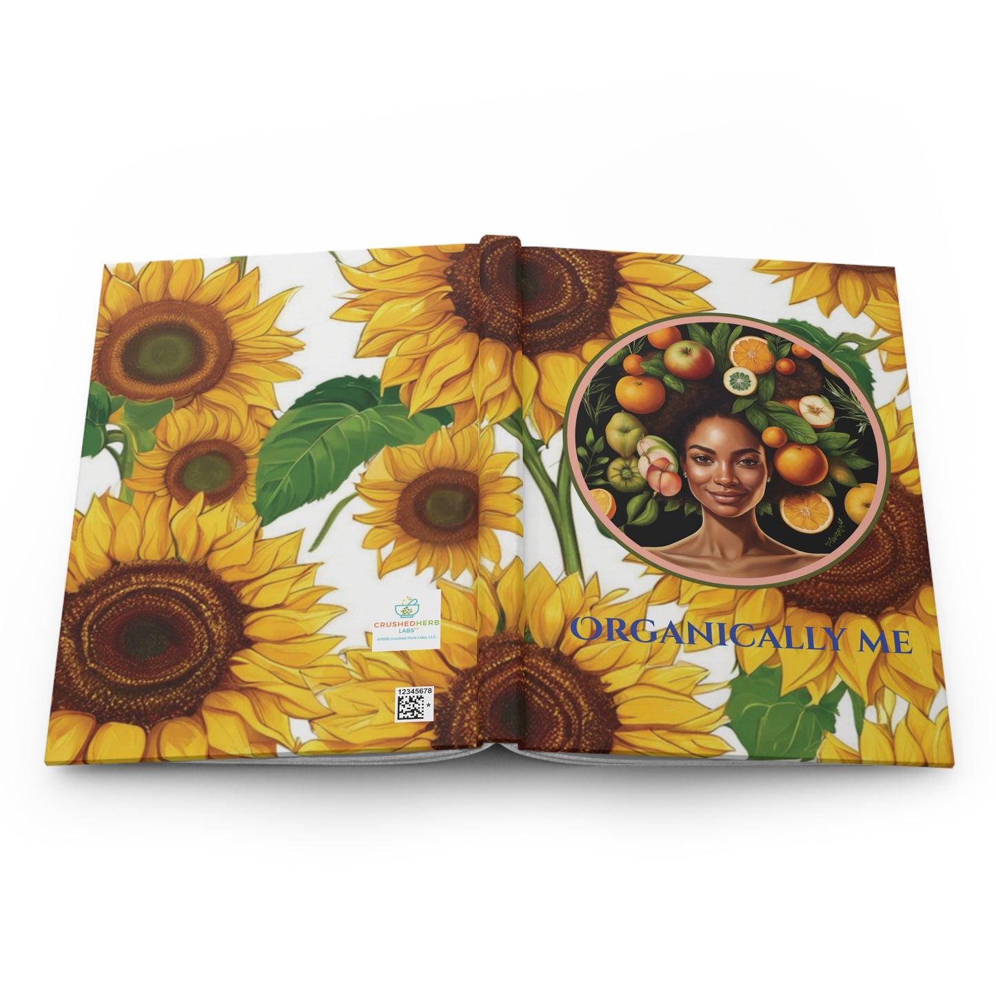 Organically Me Sunflower Plant, Garden & Vegan Hardcover Journal, Matte 150 pages, Black women