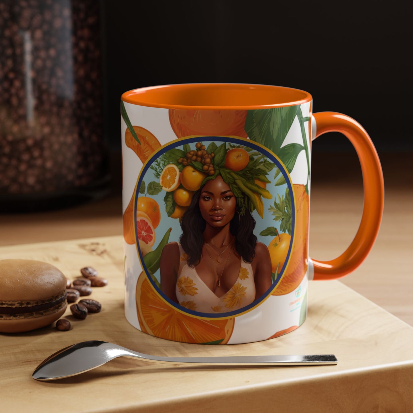 100% Organic Orange Plant Garden Vegan Ceramic Plant Mug with Black woman (11oz) 8 Color Combos