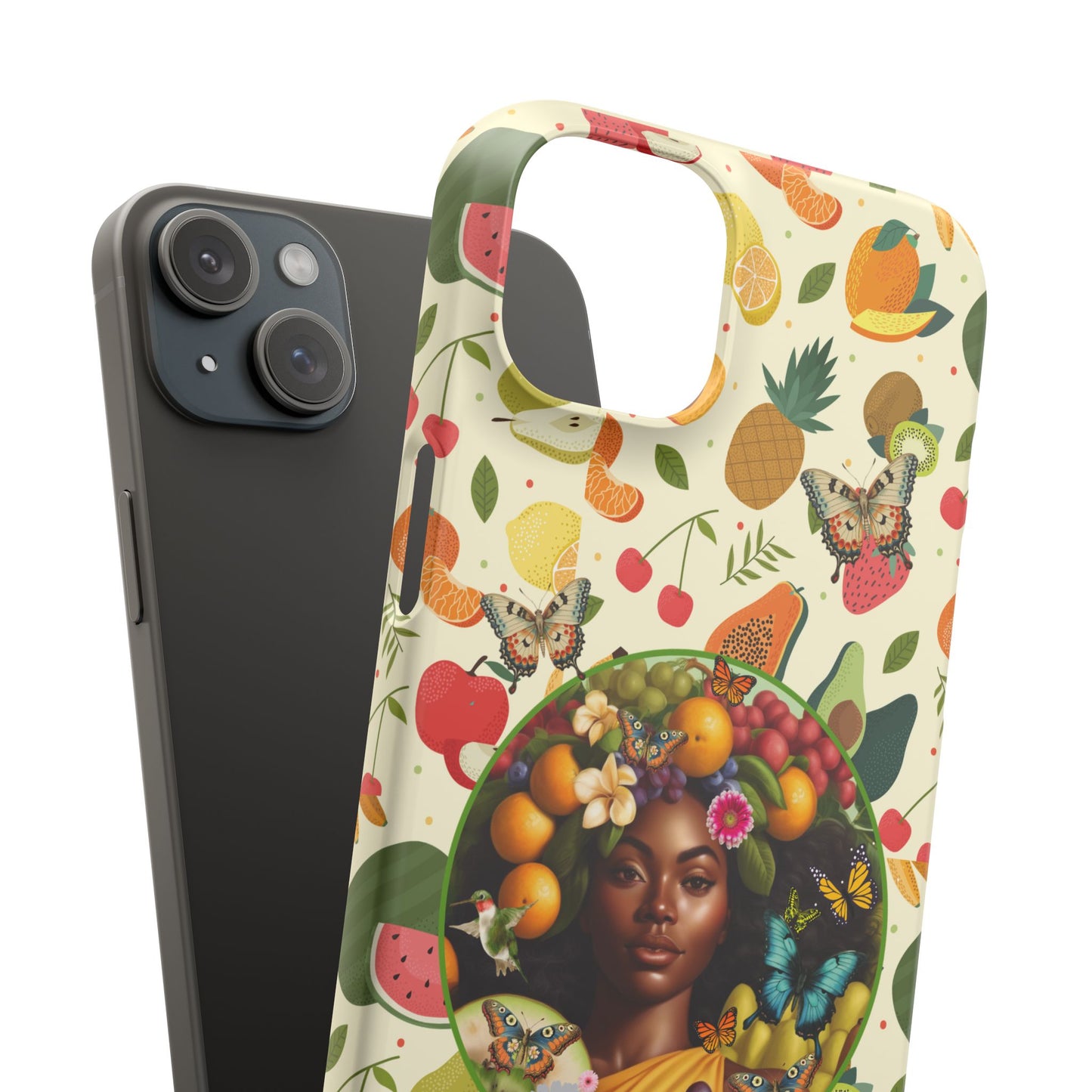 Organically Me Fruit & Veggie Queen Plant Garden Snap Phone Case with Black Woman, for iPhone and Android