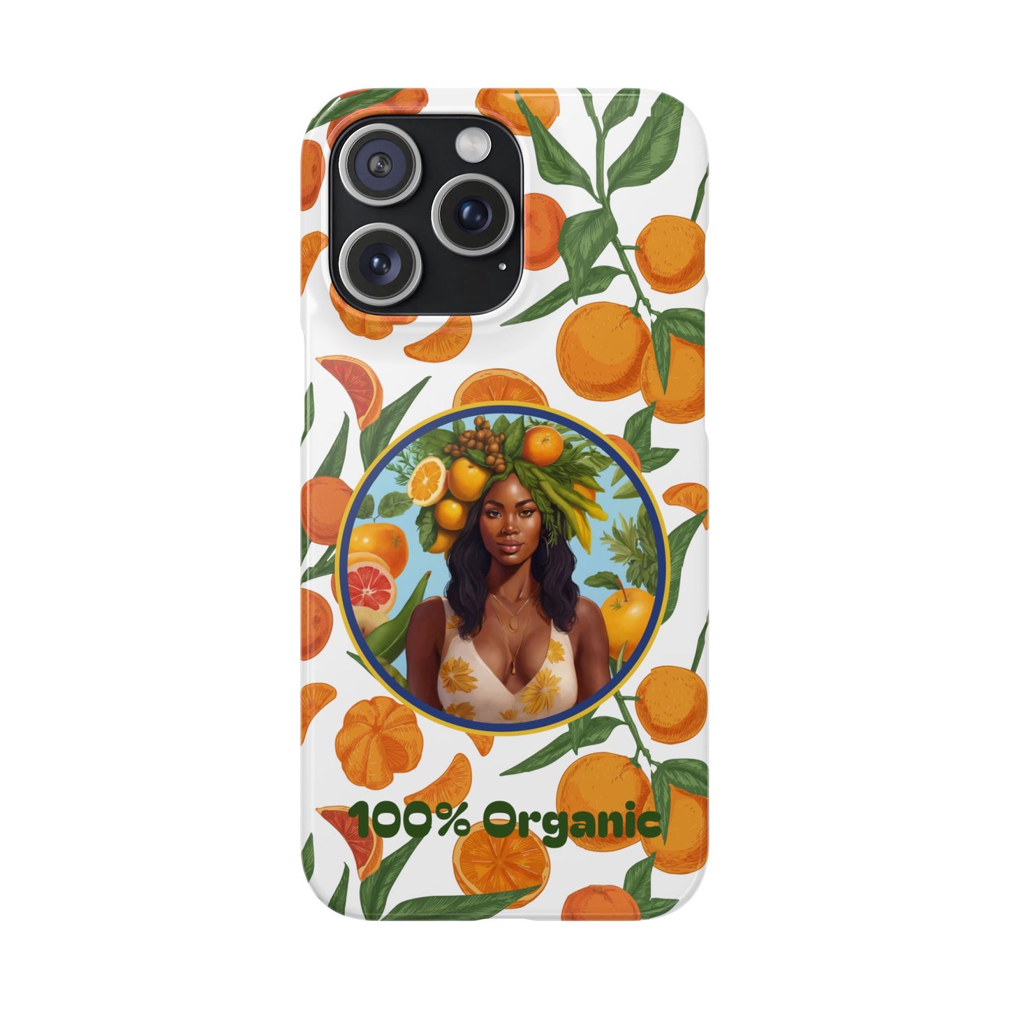 100% Organic Orange Plant Garden Snap Phone Case with Black Woman, Veggie Chic for Androids and iPhone models