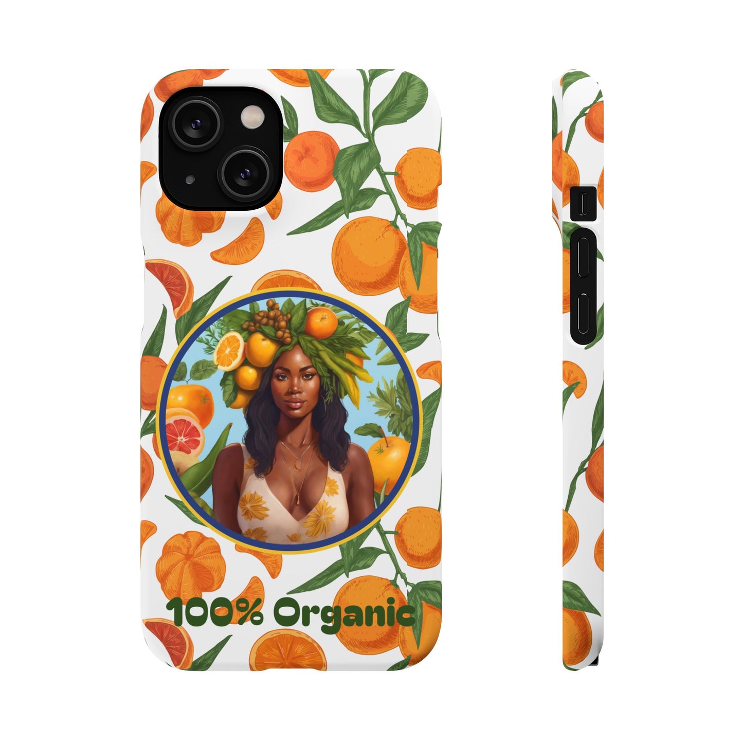 100% Organic Orange Plant Garden Snap Phone Case with Black Woman, Veggie Chic for Androids and iPhone models