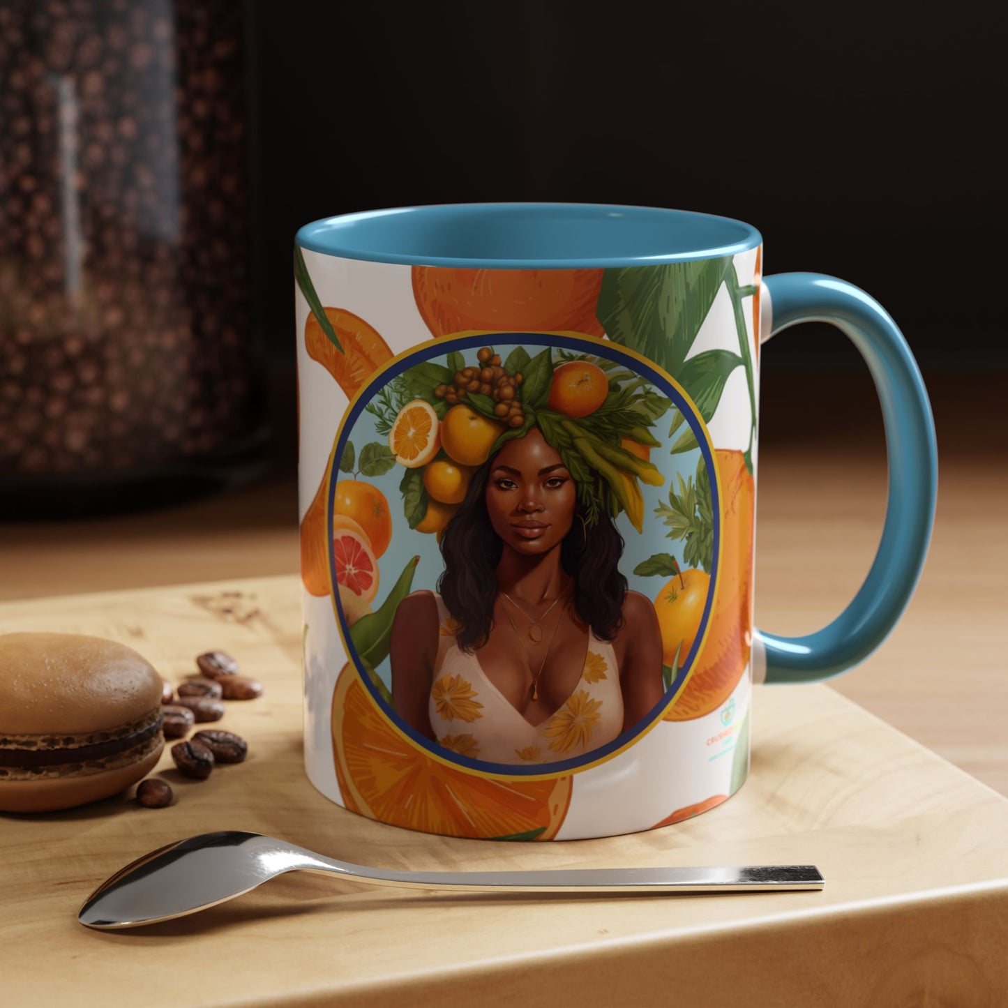 100% Organic Orange Plant Garden Vegan Ceramic Plant Mug with Black woman (11oz) 8 Color Combos