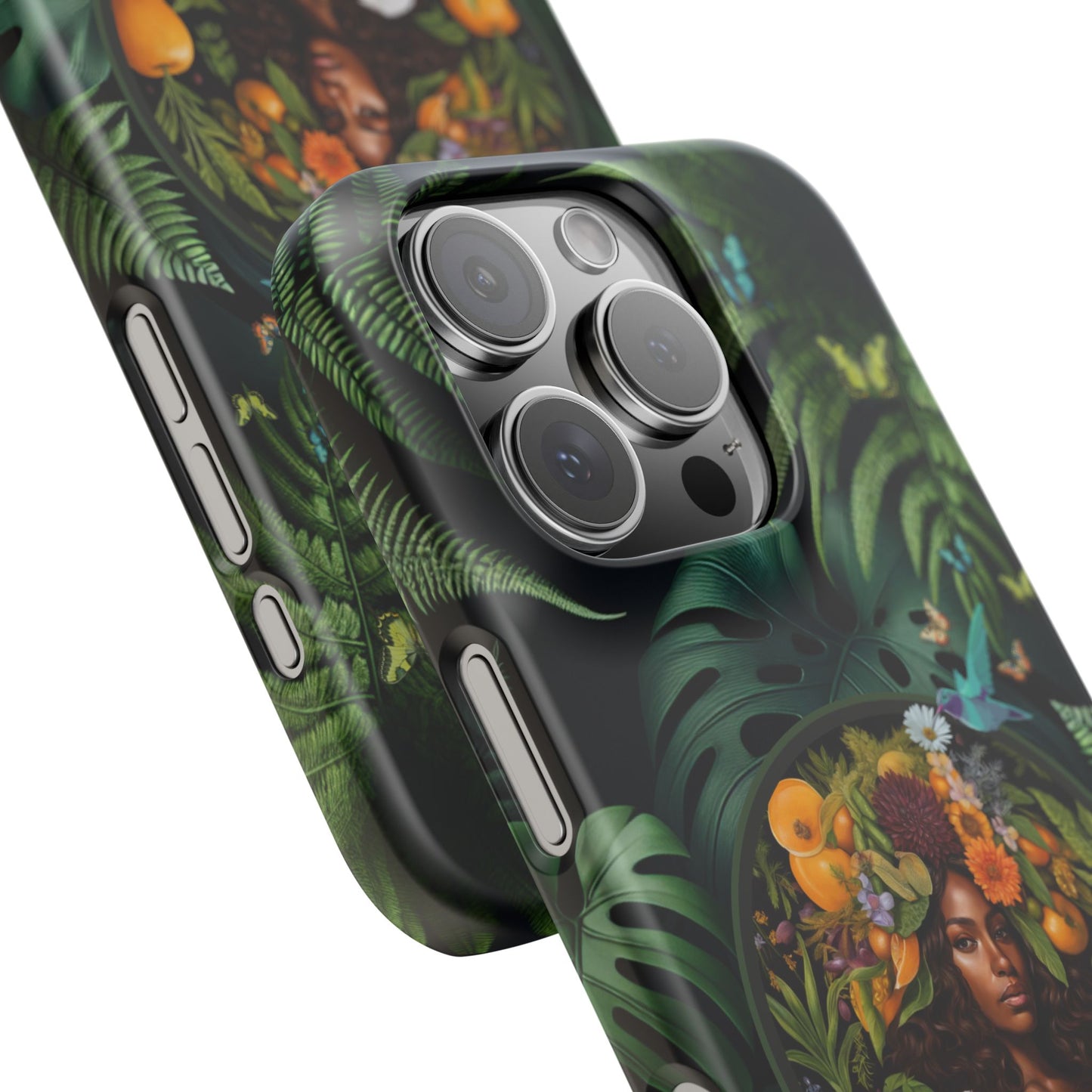 100% Organic A Fern Monstera Plant Garden Snap Phone Case with Black Woman, for iPhone and Android Models