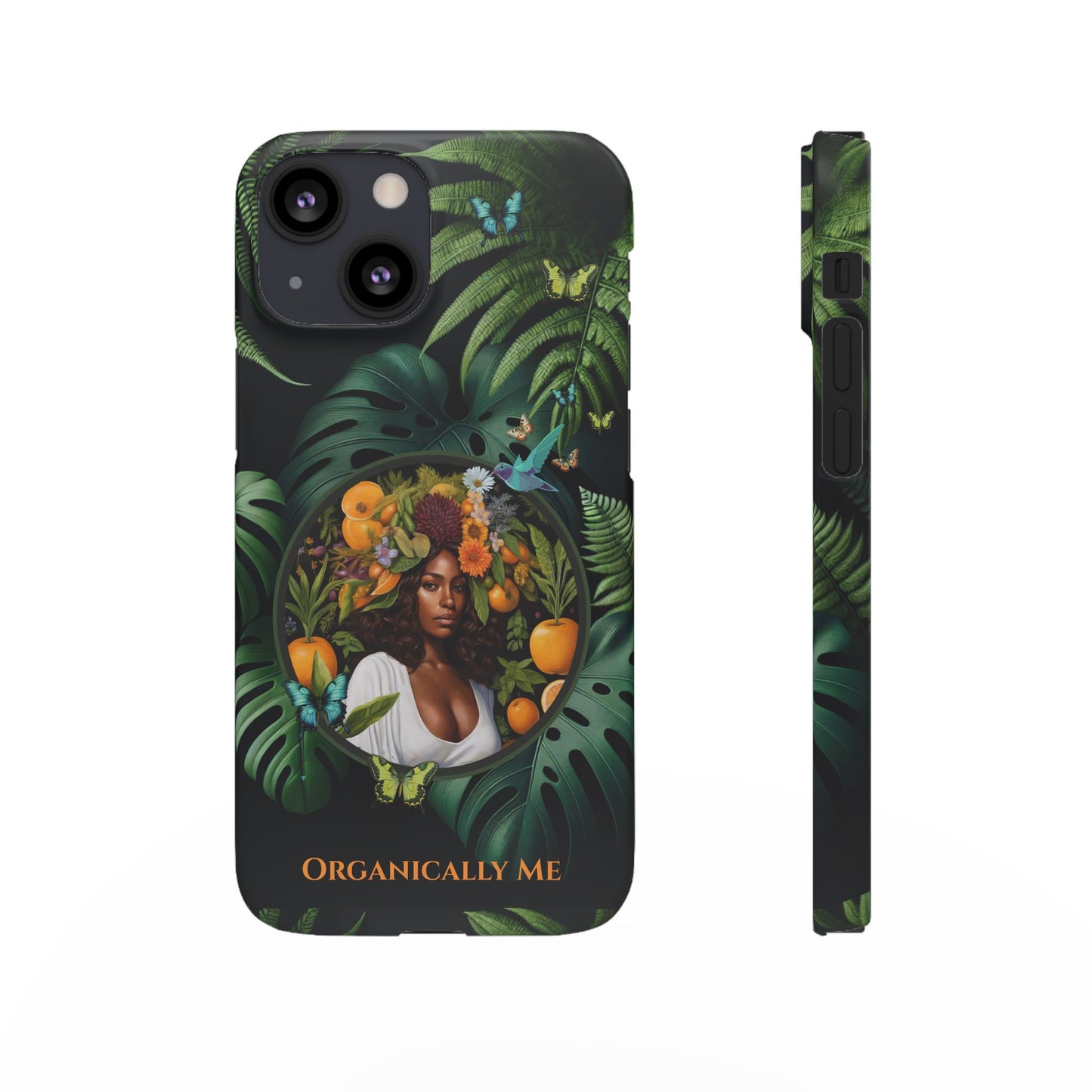100% Organic A Fern Monstera Plant Garden Snap Phone Case with Black Woman, for iPhone and Android Models