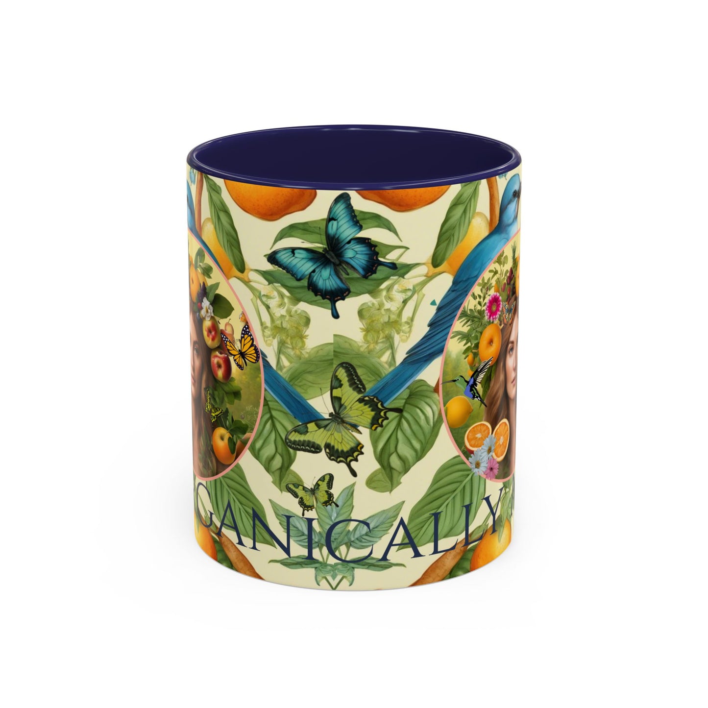 Organically Me A Lemon Bluebird Leda Plant Garden Vegan Ceramic Plant Mug with Black woman (11oz) 8 Color Combos