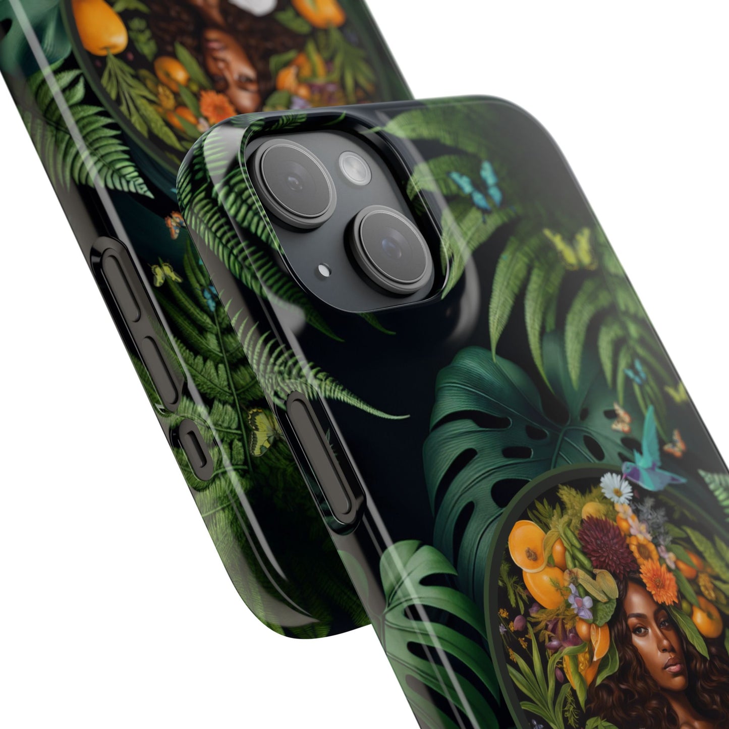 100% Organic A Fern Monstera Plant Garden Snap Phone Case with Black Woman, for iPhone and Android Models