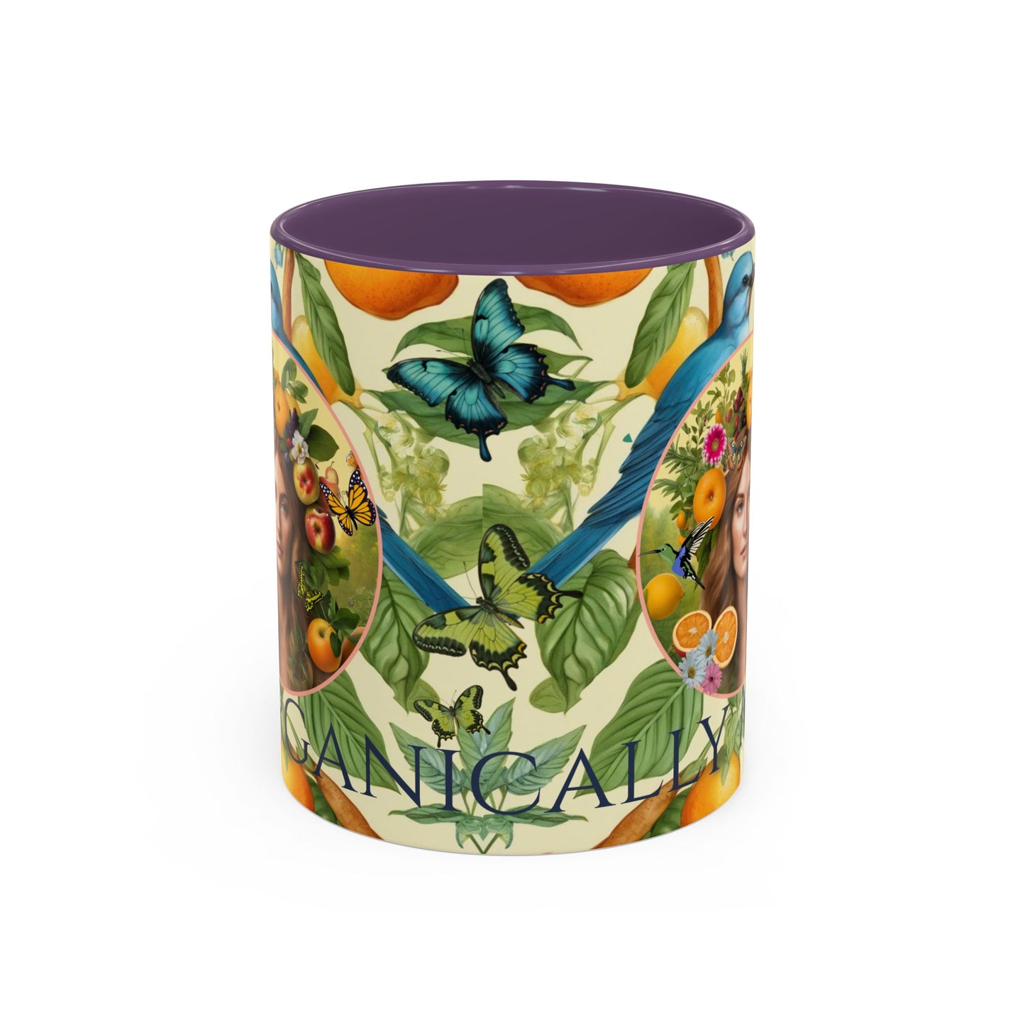 Organically Me A Lemon Bluebird Leda Plant Garden Vegan Ceramic Plant Mug with Black woman (11oz) 8 Color Combos