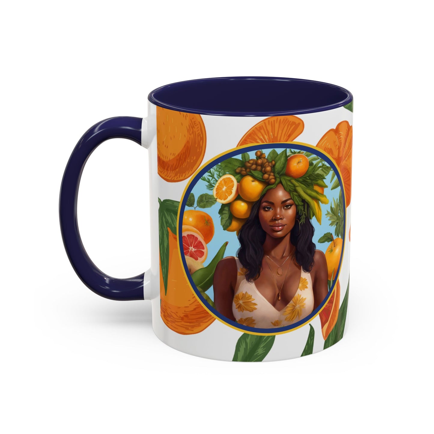 100% Organic Orange Plant Garden Vegan Ceramic Plant Mug with Black woman (11oz) 8 Color Combos