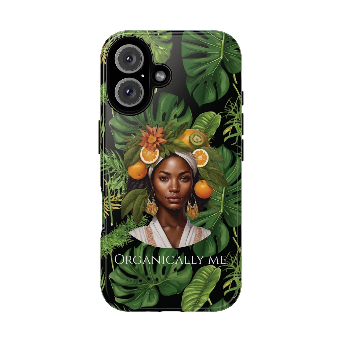 Organically Me A Black Jungle Plant Garden: Tough iPhone 16 Case with Eco Garden Monstera Plant Vibe and Black Woman