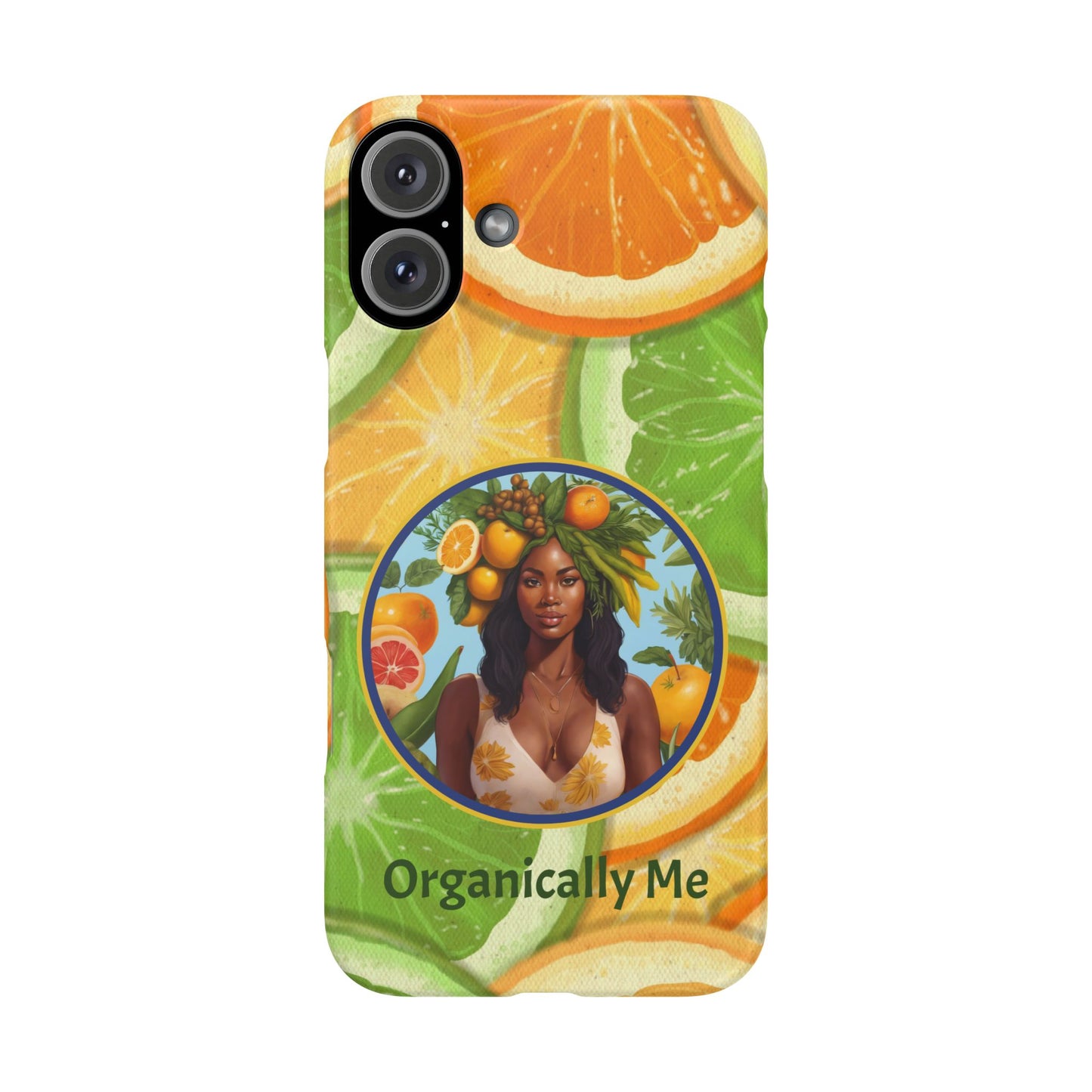 Organically Me Citrus Fruits Garden Snap Phone Case with Black Woman, Veggie Chic for Androids and iPhone models