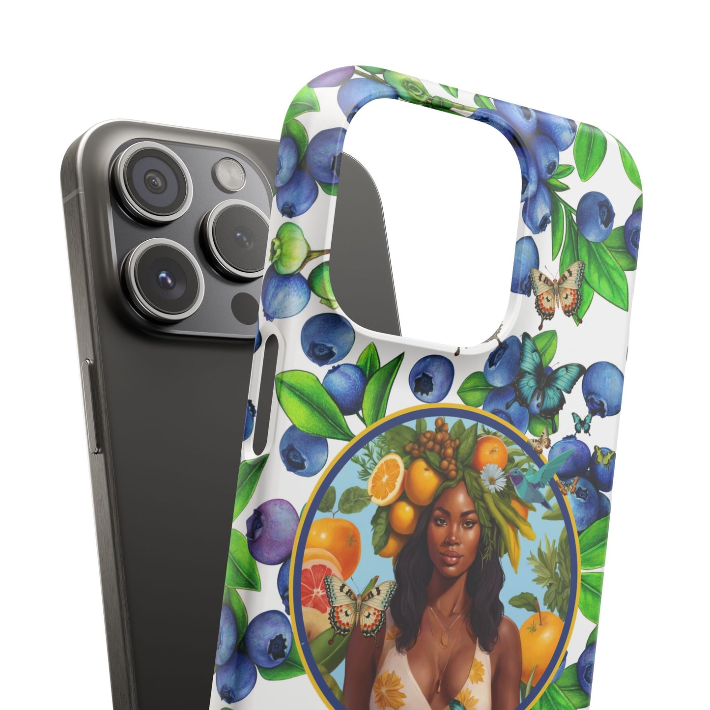 Organically Me Blueberry Plant B Garden Snap Phone Case with Black Woman, for iPhone and Android