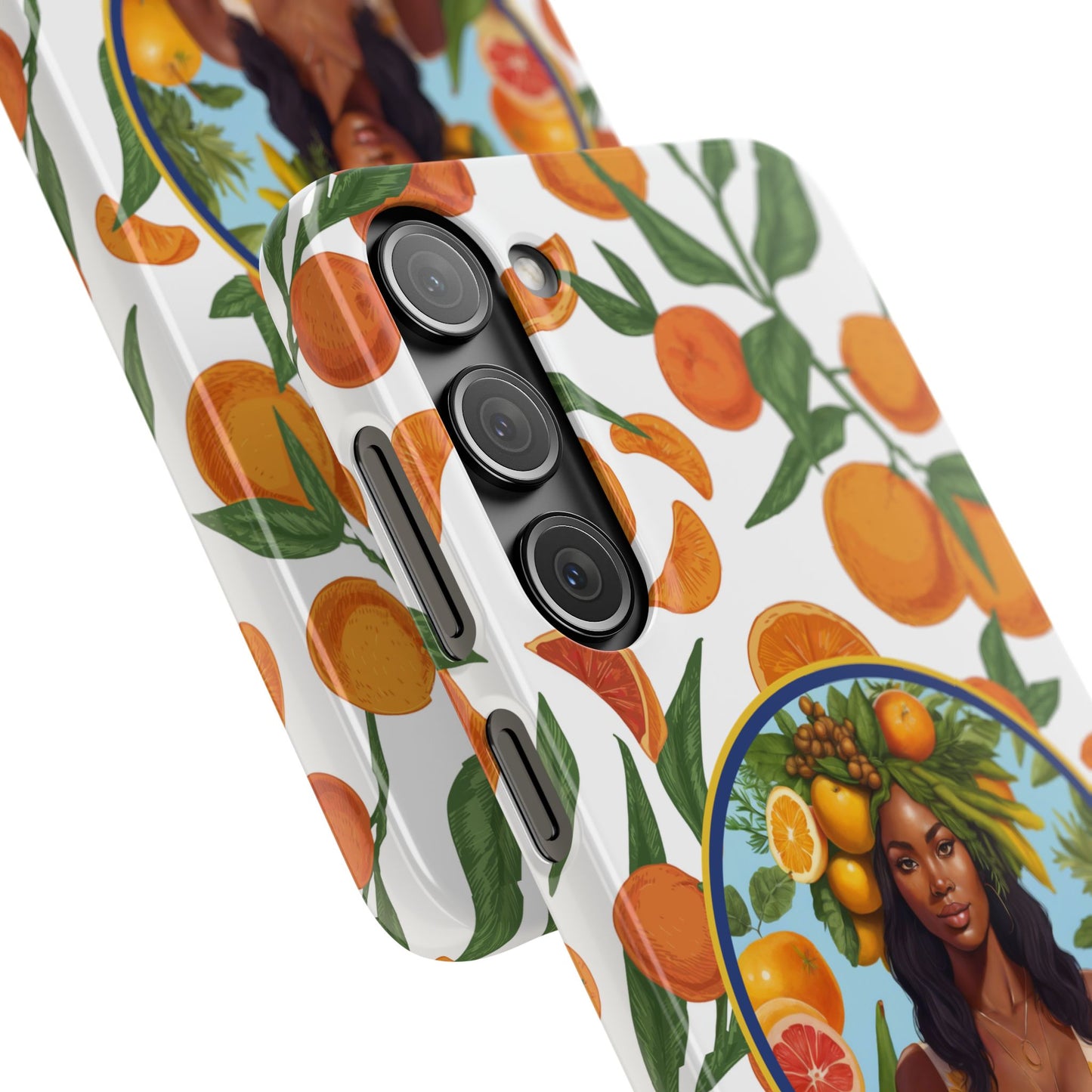 100% Organic Orange Plant Garden Snap Phone Case with Black Woman, Veggie Chic for Androids and iPhone models