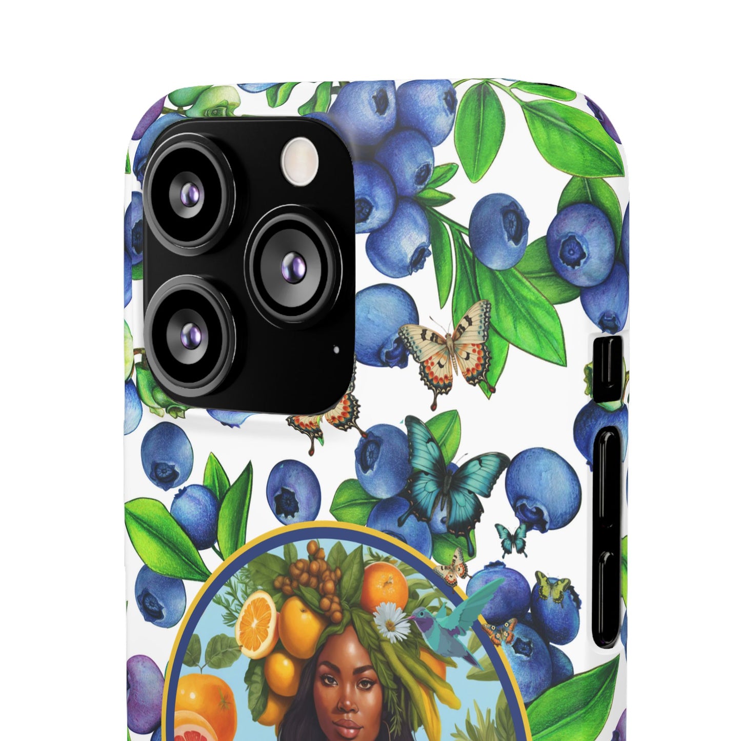 Organically Me Blueberry Plant B Garden Snap Phone Case with Black Woman, for iPhone and Android