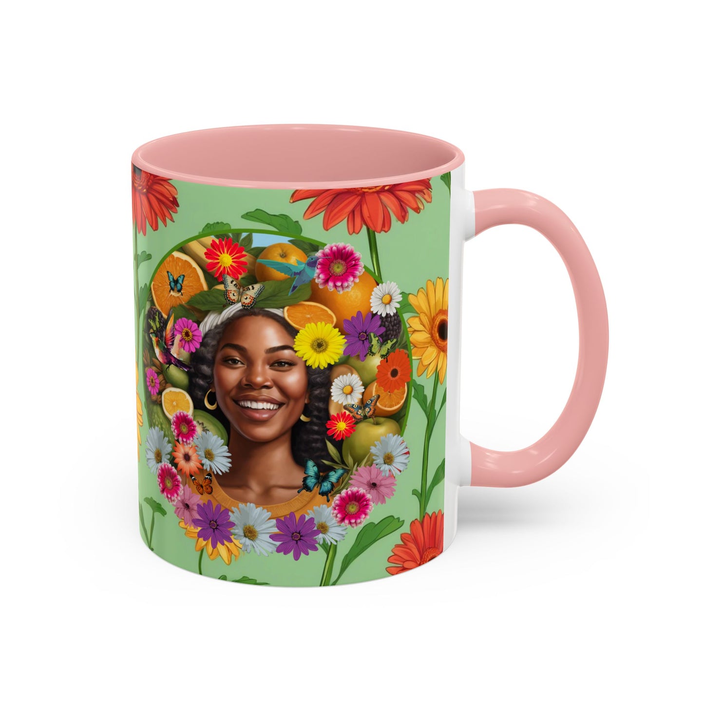 Organically Me A Joy Daisy Plant Garden Vegan Ceramic Plant Mug with Black woman (11oz) 8 Color Combos