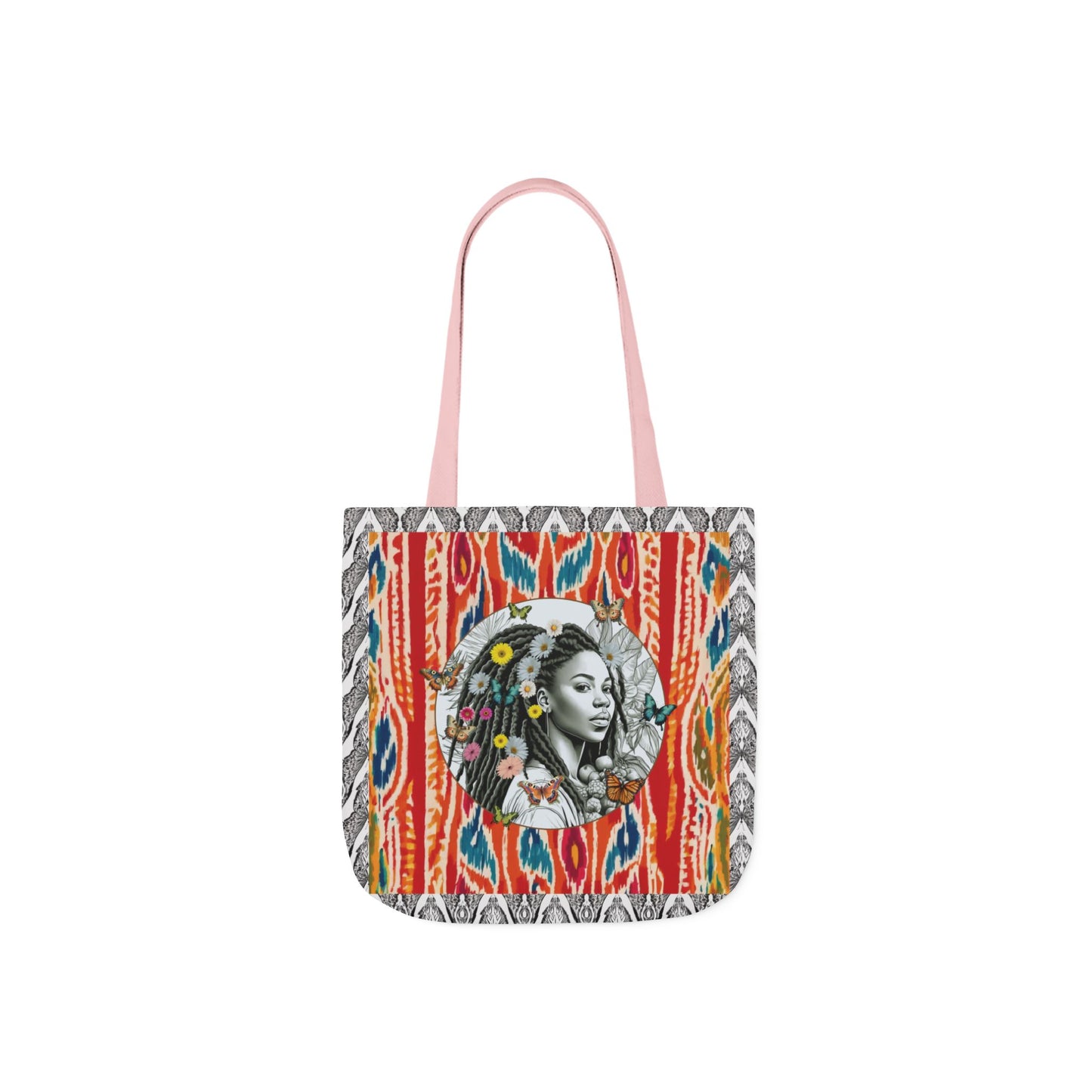100% Me Ikat Laney Locs Garden-themed 13" tote bag, purse, workout bag, yoga bag with Black Women