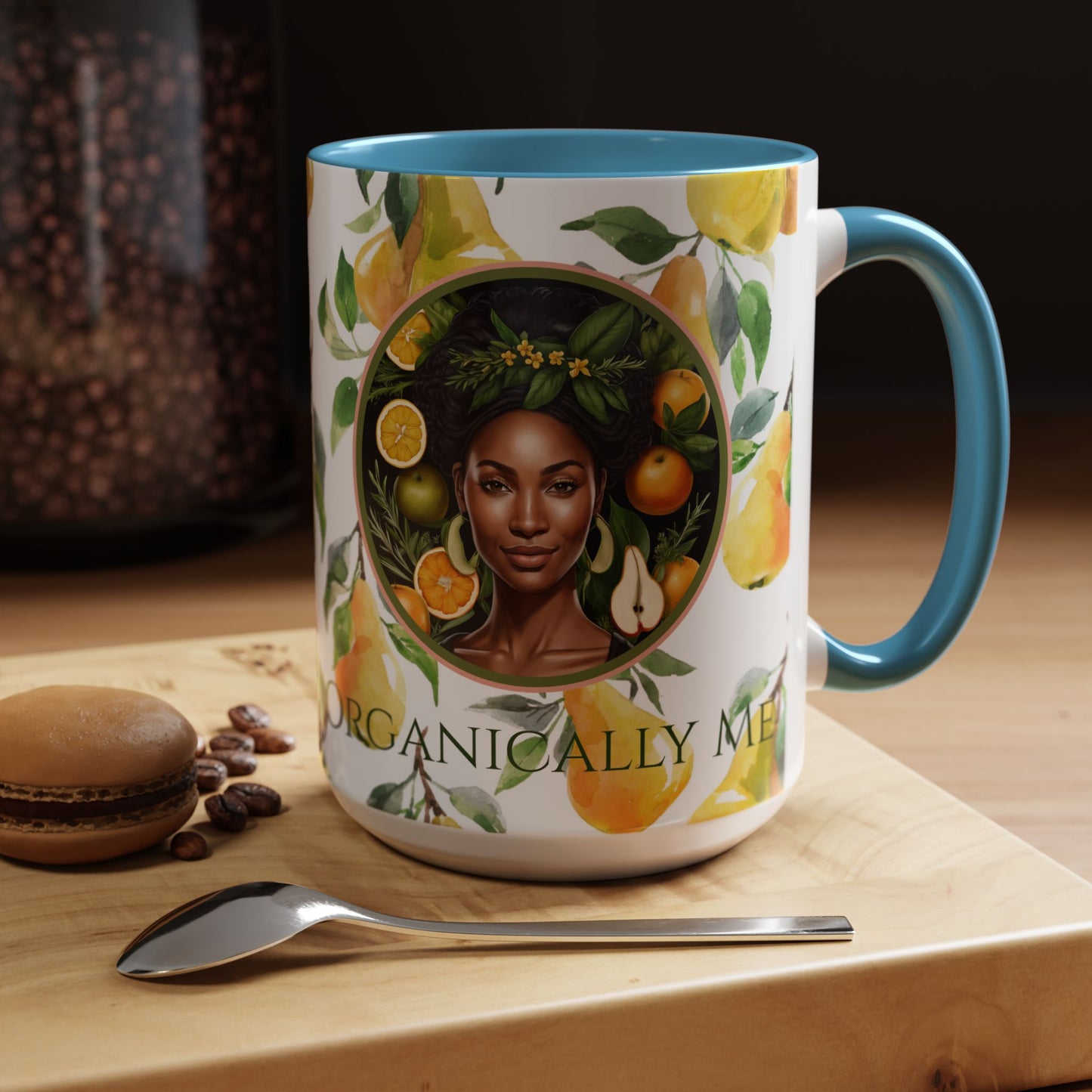 Organically Me Yellow Pear Plant Garden Vegan Ceramic Plant Mug with Black woman (11oz) 8 Color Combos