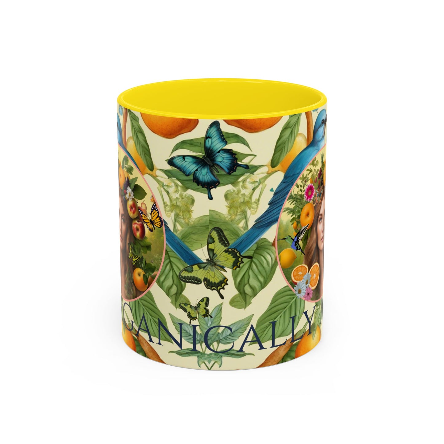 Organically Me A Lemon Bluebird Leda Plant Garden Vegan Ceramic Plant Mug with Black woman (11oz) 8 Color Combos